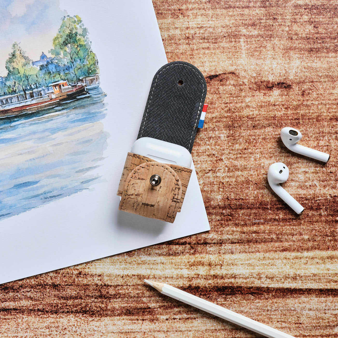 THIB - Étui AirPods 1 & 2 en liège - Naturel