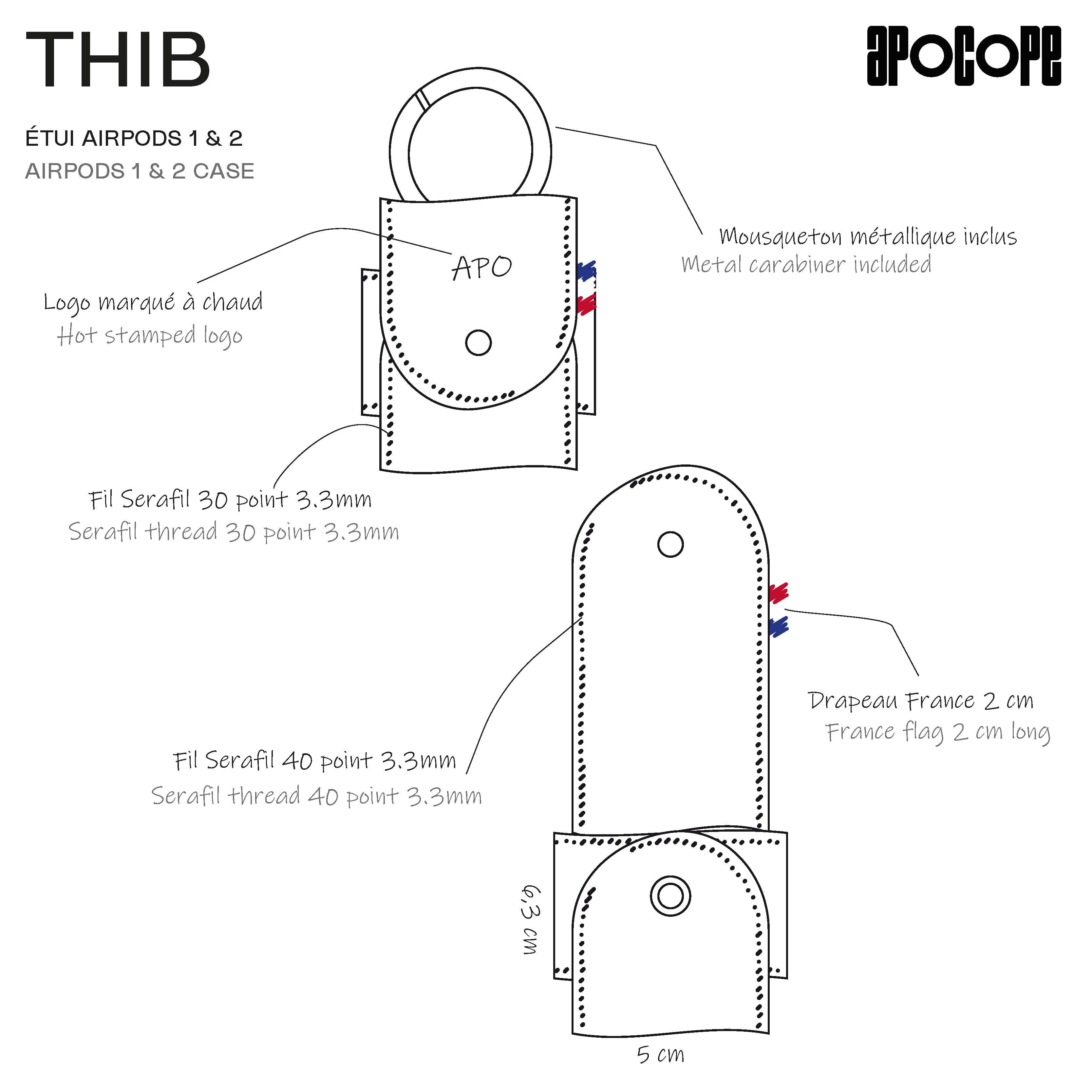THIB - Étui AirPods 1 & 2 en cuir recyclé - Bleu