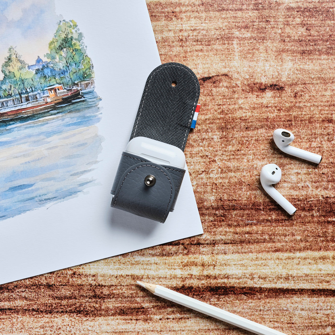 THIB - Étui AirPods 1 & 2 en cuir recyclé - Gris