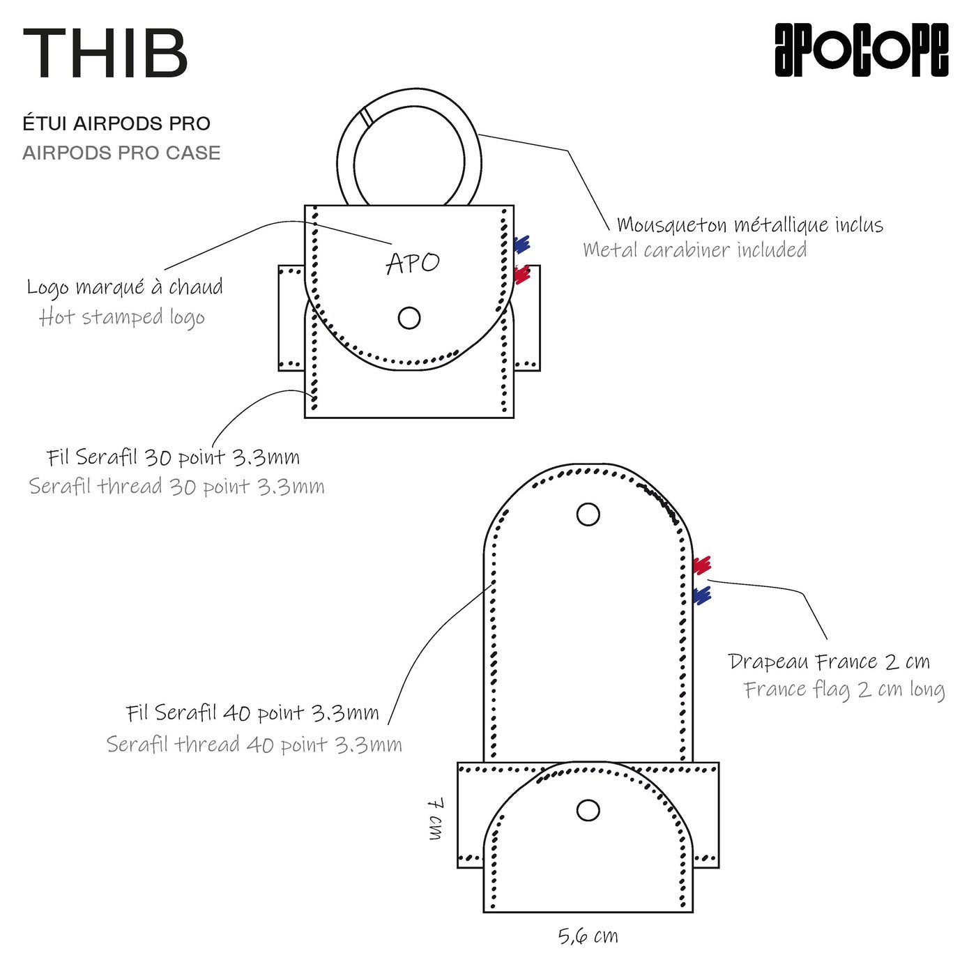 THIB - Étui AirPods Pro en cuir patiné - Cognac
