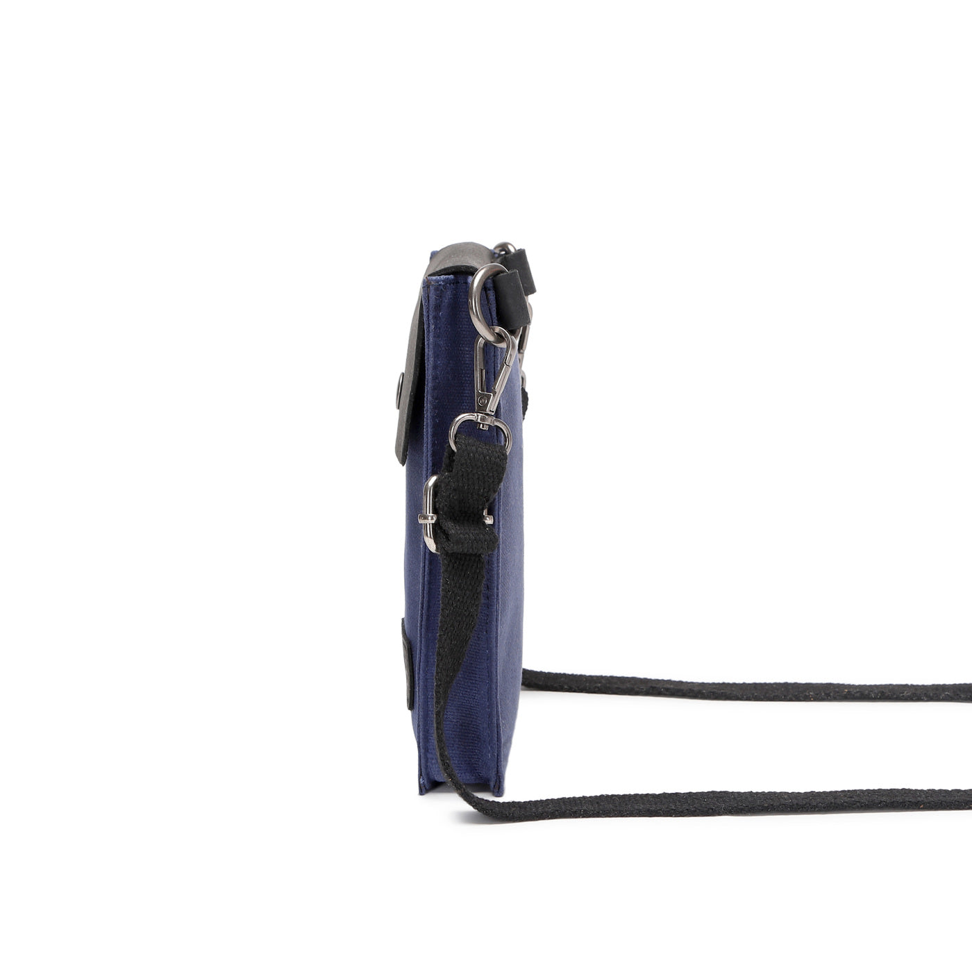 VAL - Pochette bandoulière en cuir véritable et toile enduite - Bleu