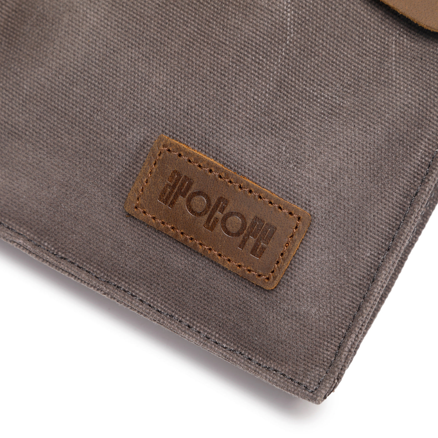 VAL - Pochette bandoulière en cuir véritable et toile enduite - Gris