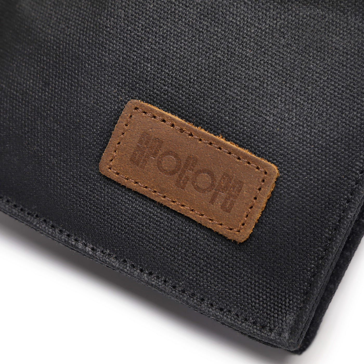 VAL - Pochette bandoulière en cuir véritable et toile enduite - Noir