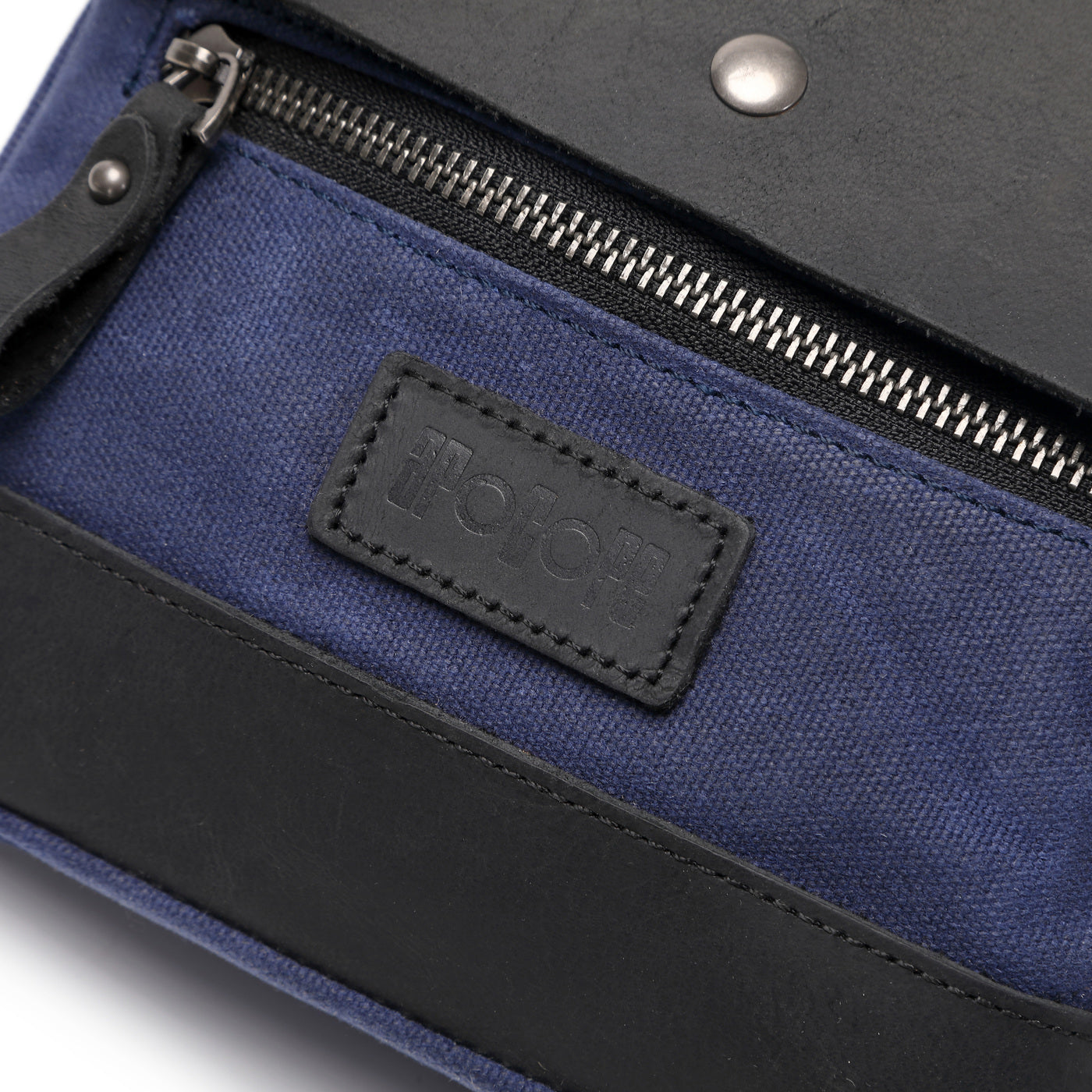 JEFF - Pochette banane en cuir véritable et toile enduite - Bleu