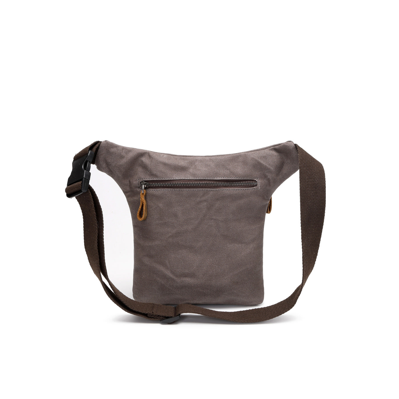 JEFF - Pochette banane en cuir véritable et toile enduite - Gris