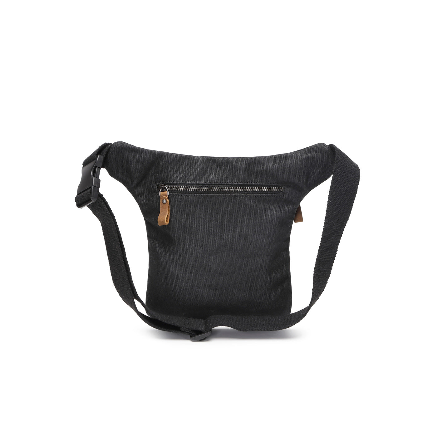 JEFF - Pochette banane en cuir véritable et toile enduite - Noir