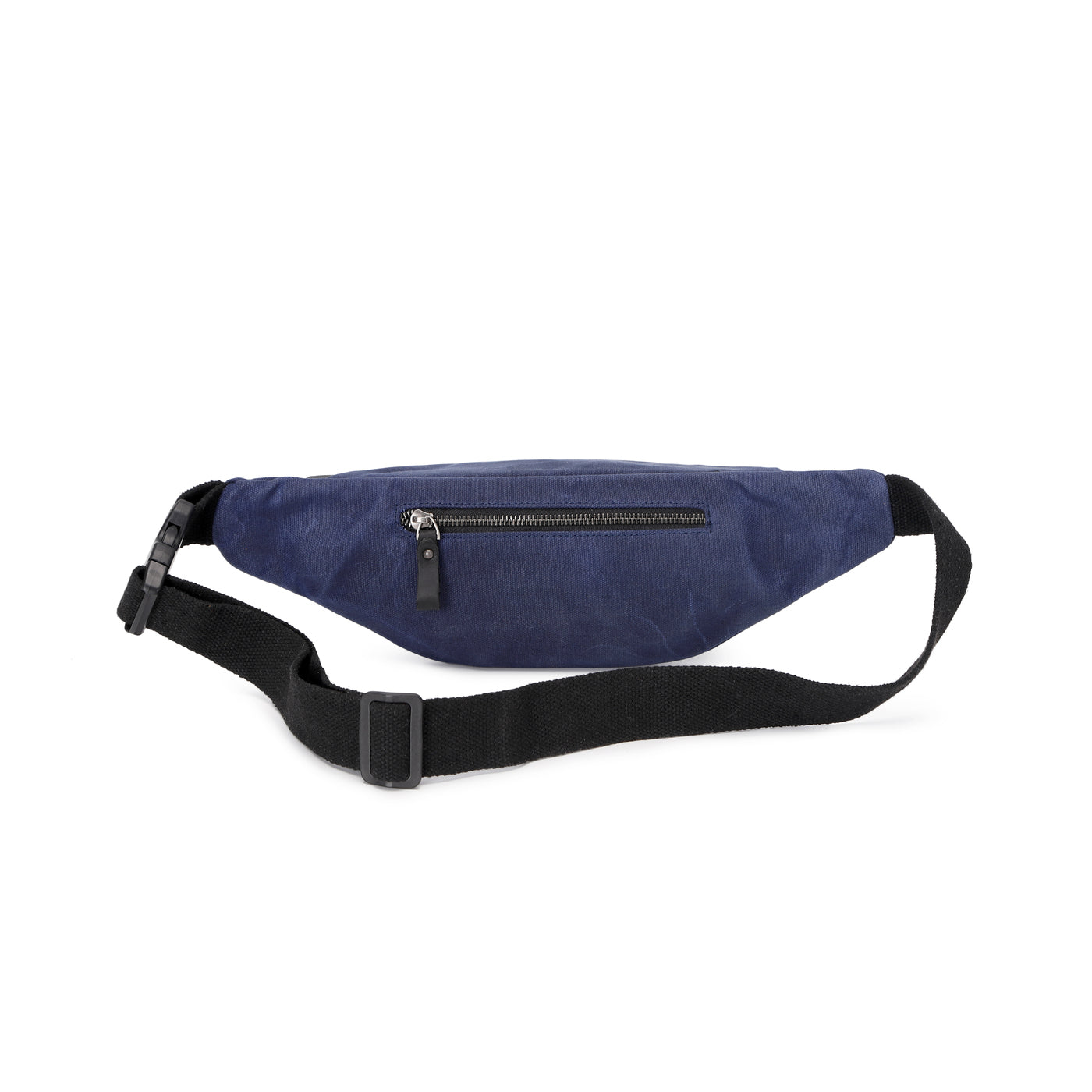 FLO - Sac banane en cuir véritable et toile enduite - Bleu