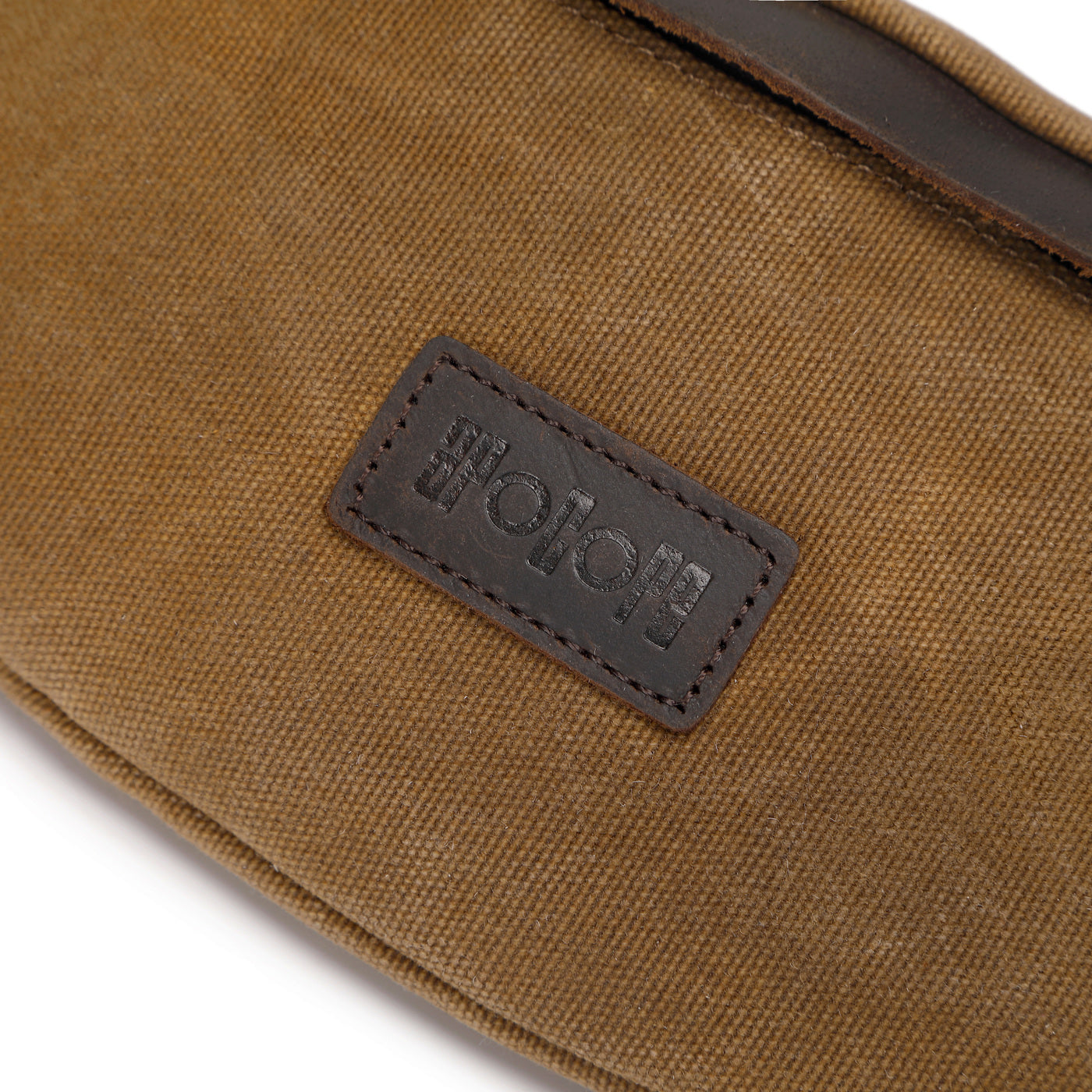 FLO - Sac banane en cuir véritable et toile enduite - Camel