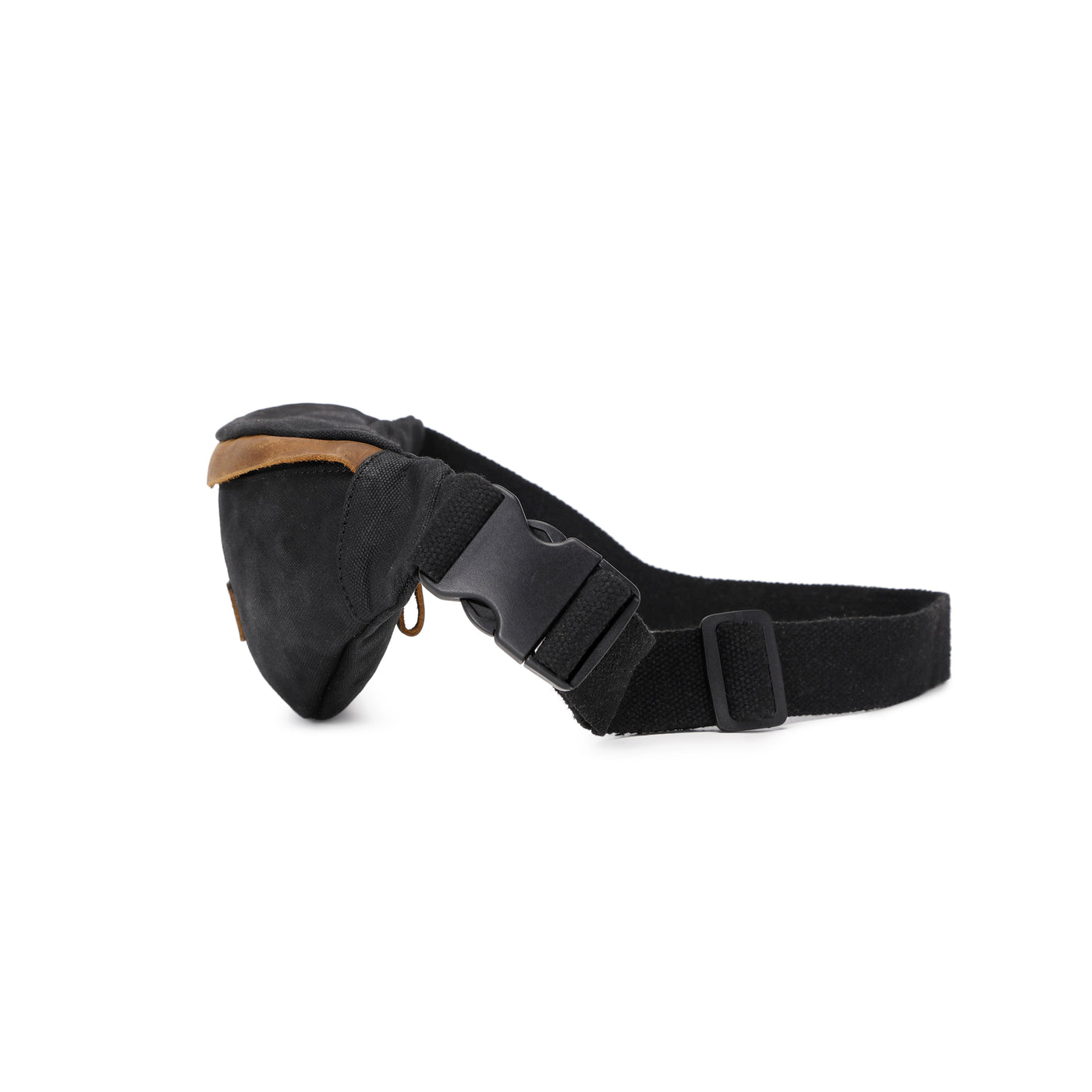 FLO - Sac banane en cuir véritable et toile enduite - Noir
