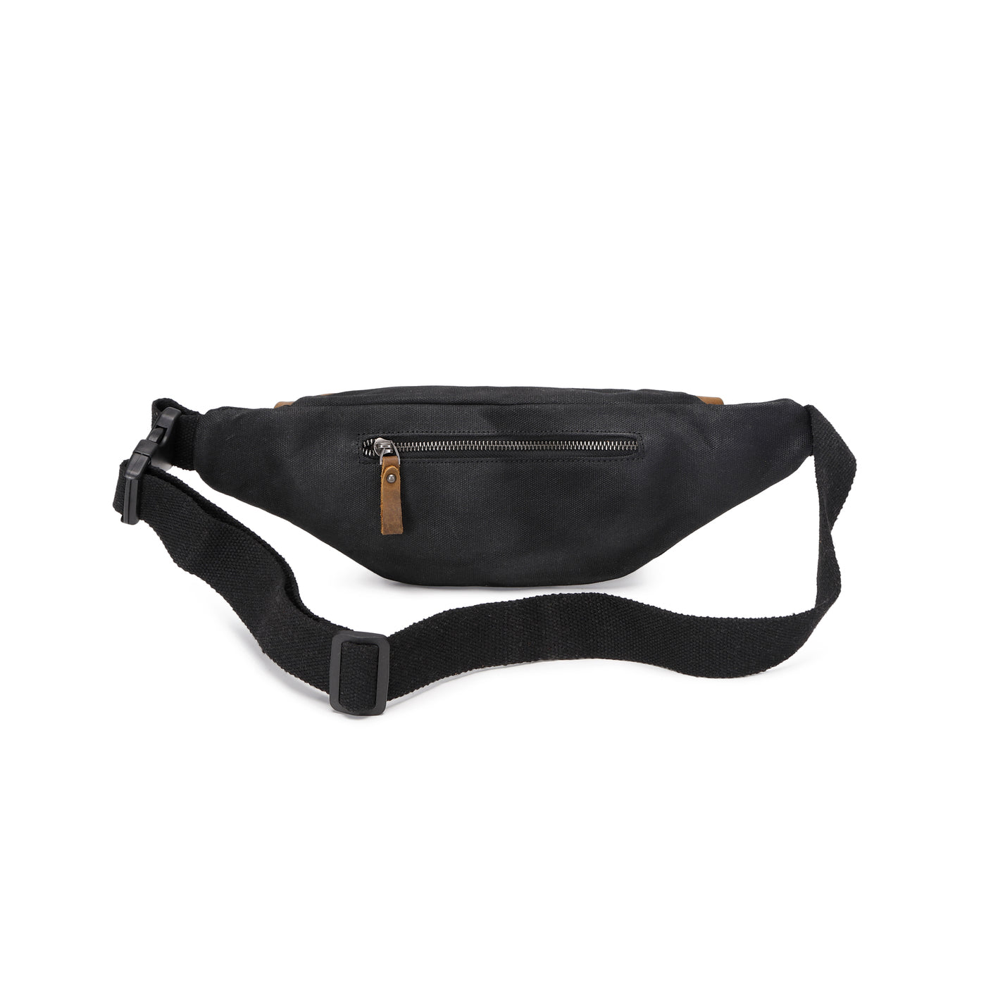 FLO - Sac banane en cuir véritable et toile enduite - Noir