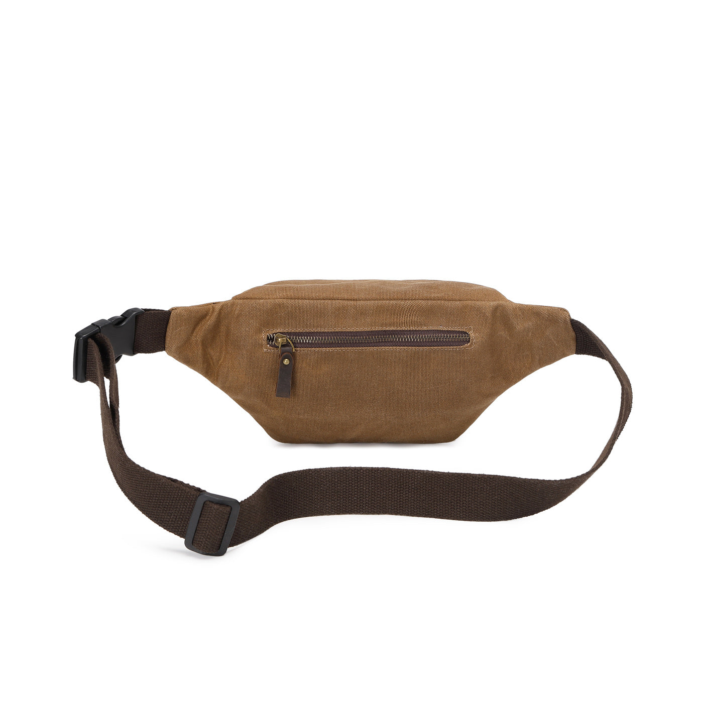 TIM - Sac banane en cuir véritable et toile enduite - Camel