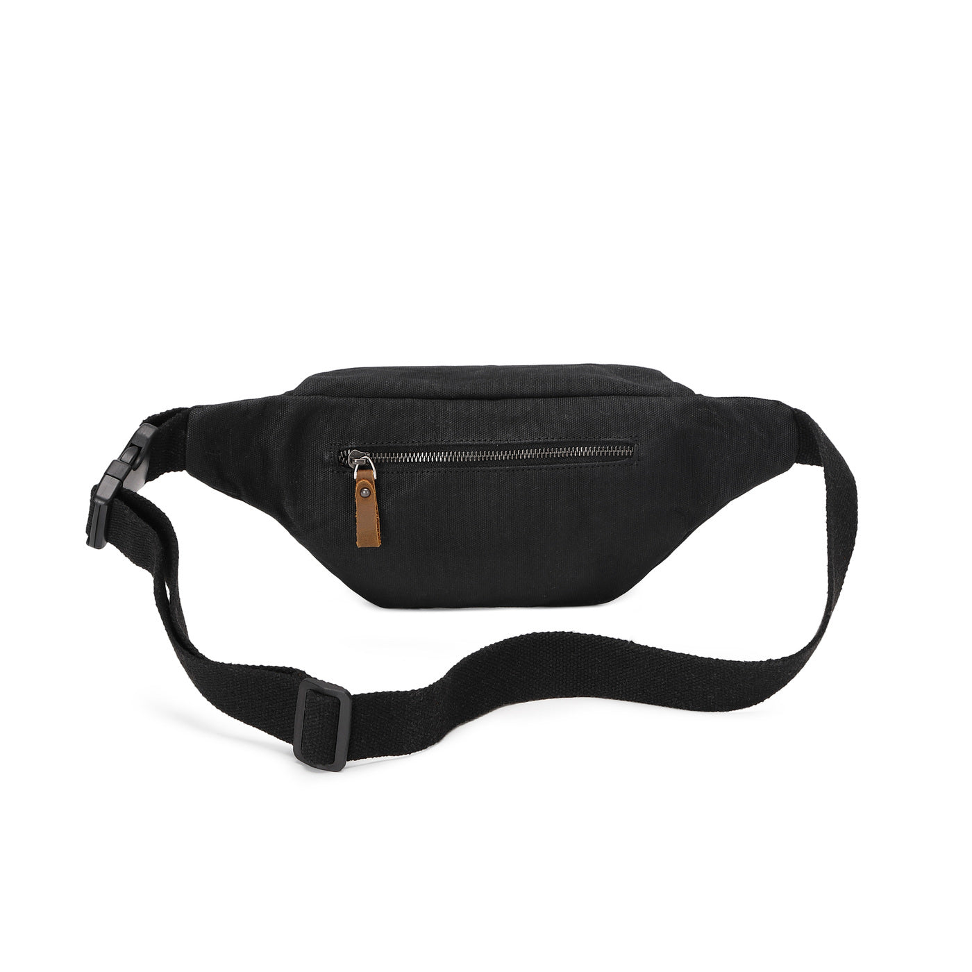 TIM - Sac banane en cuir véritable et toile enduite - Noir