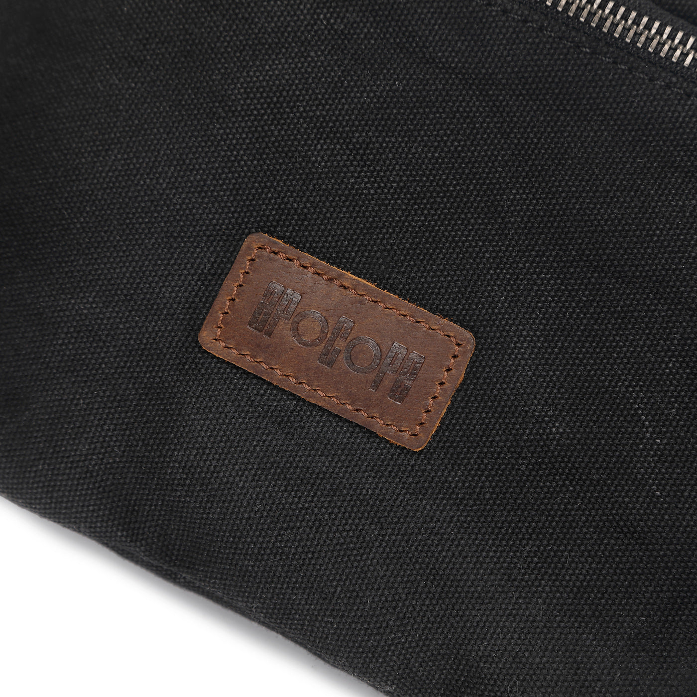 TIM - Sac banane en cuir véritable et toile enduite - Noir