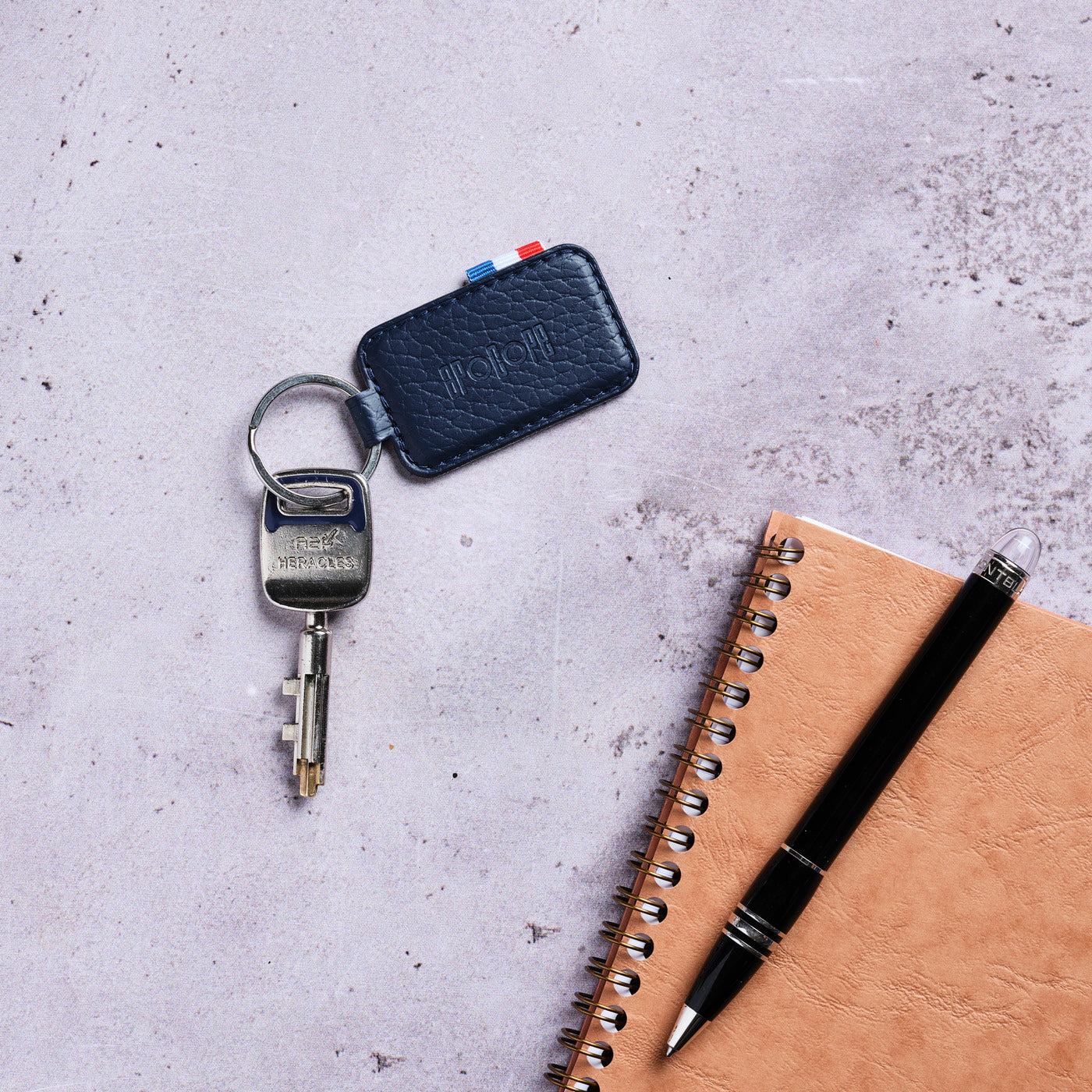 LUDO - Porte-clés en cuir recyclé - Bleu