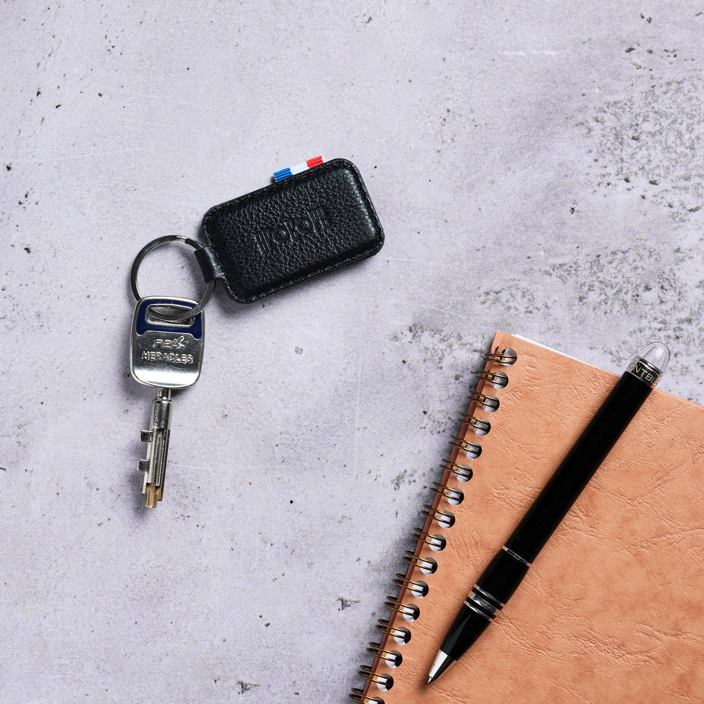 LUDO - Porte-clés en cuir grainé - noir