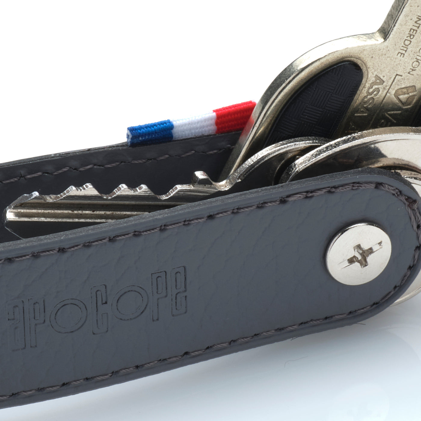 BEN - Porte-clés vis en cuir recyclé - Gris