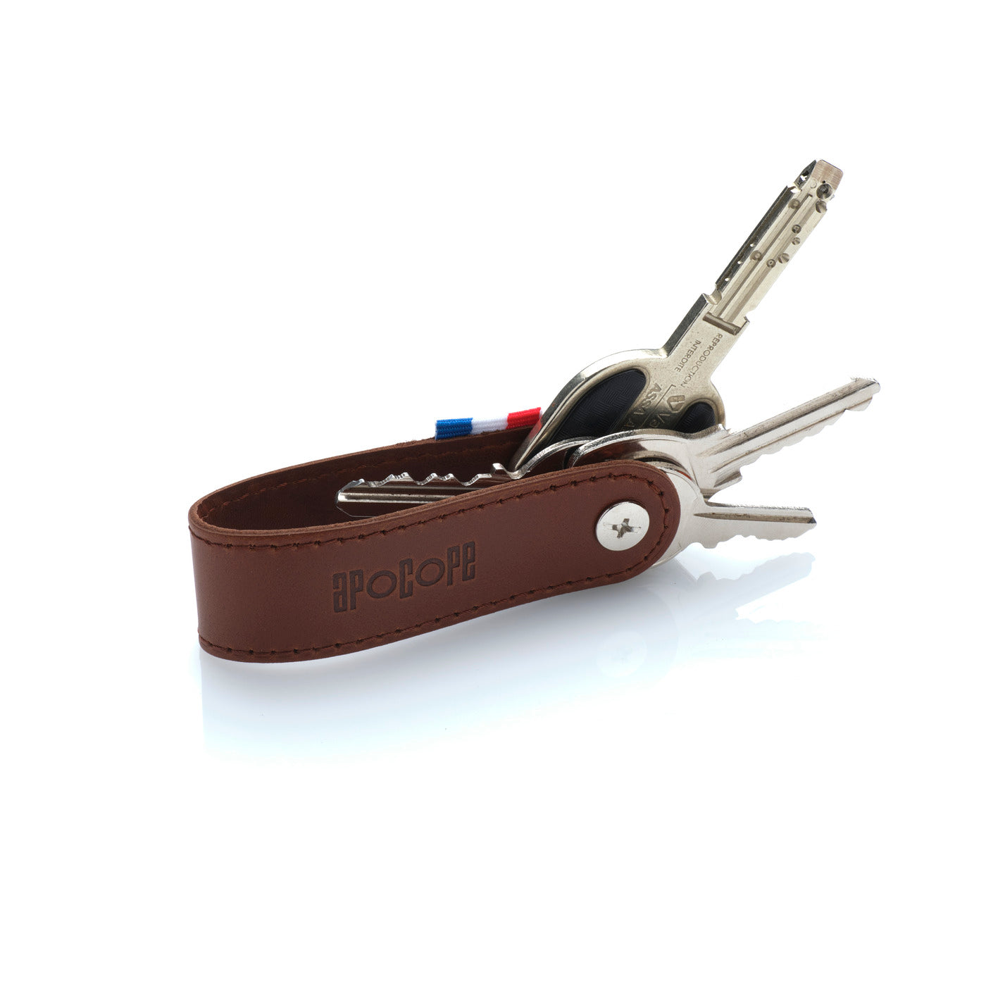 BEN - Porte-clés vis en cuir patiné - Chocolat