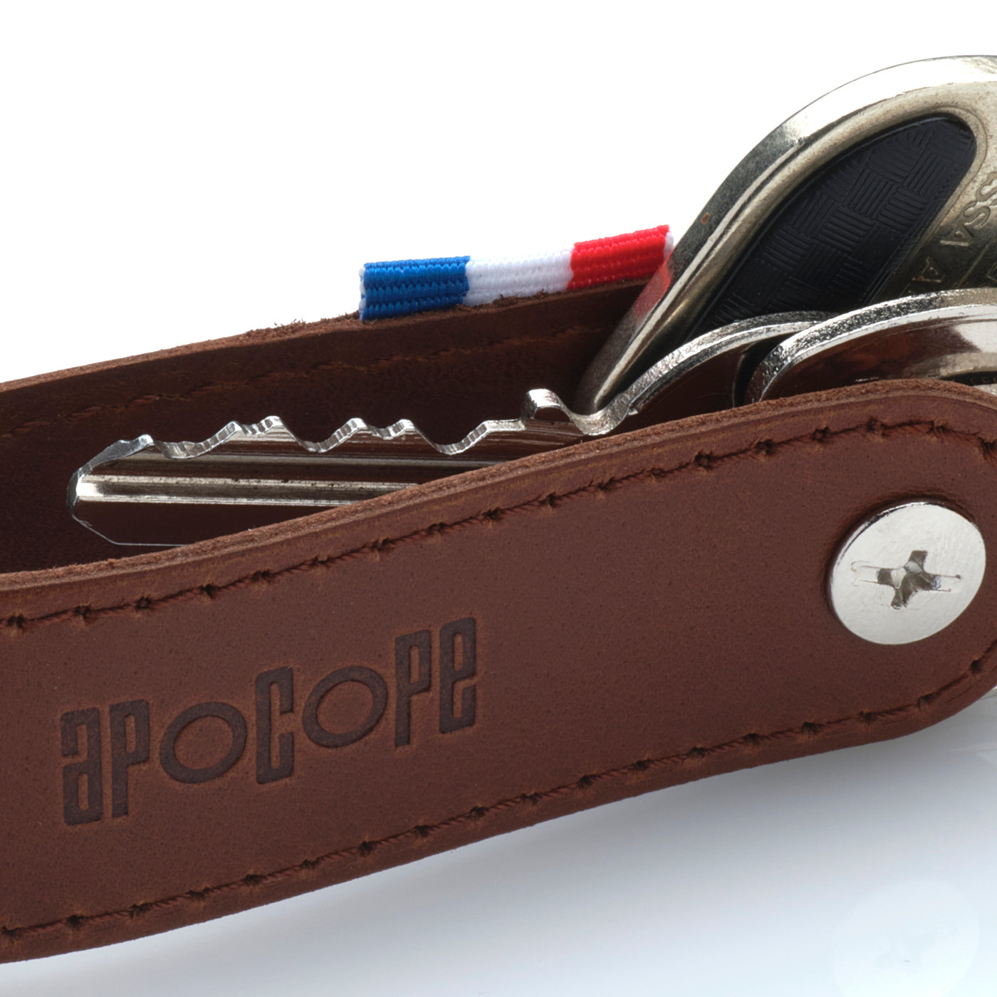 BEN - Porte-clés vis en cuir patiné - Chocolat