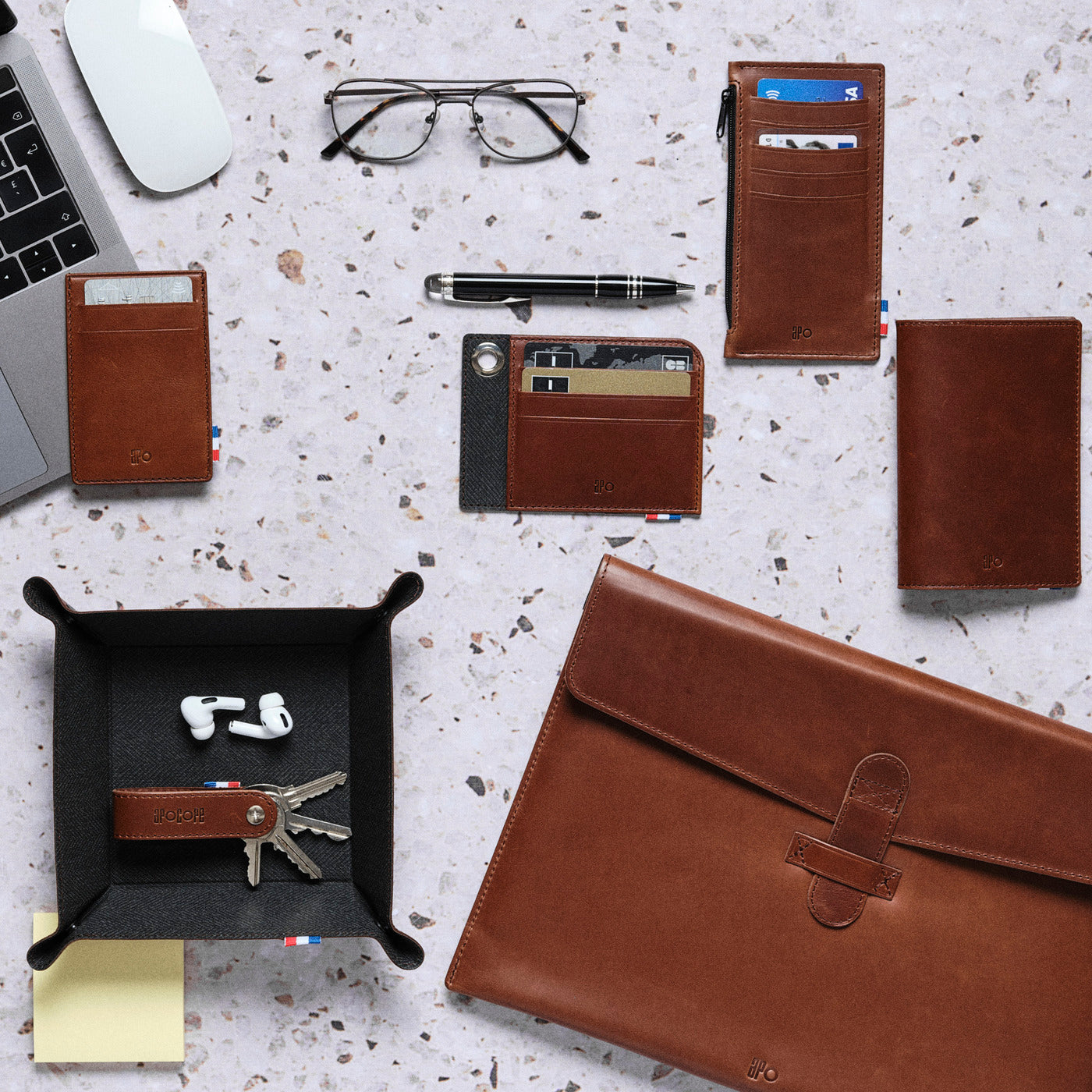 BEN - Porte-clés vis en cuir patiné - Chocolat