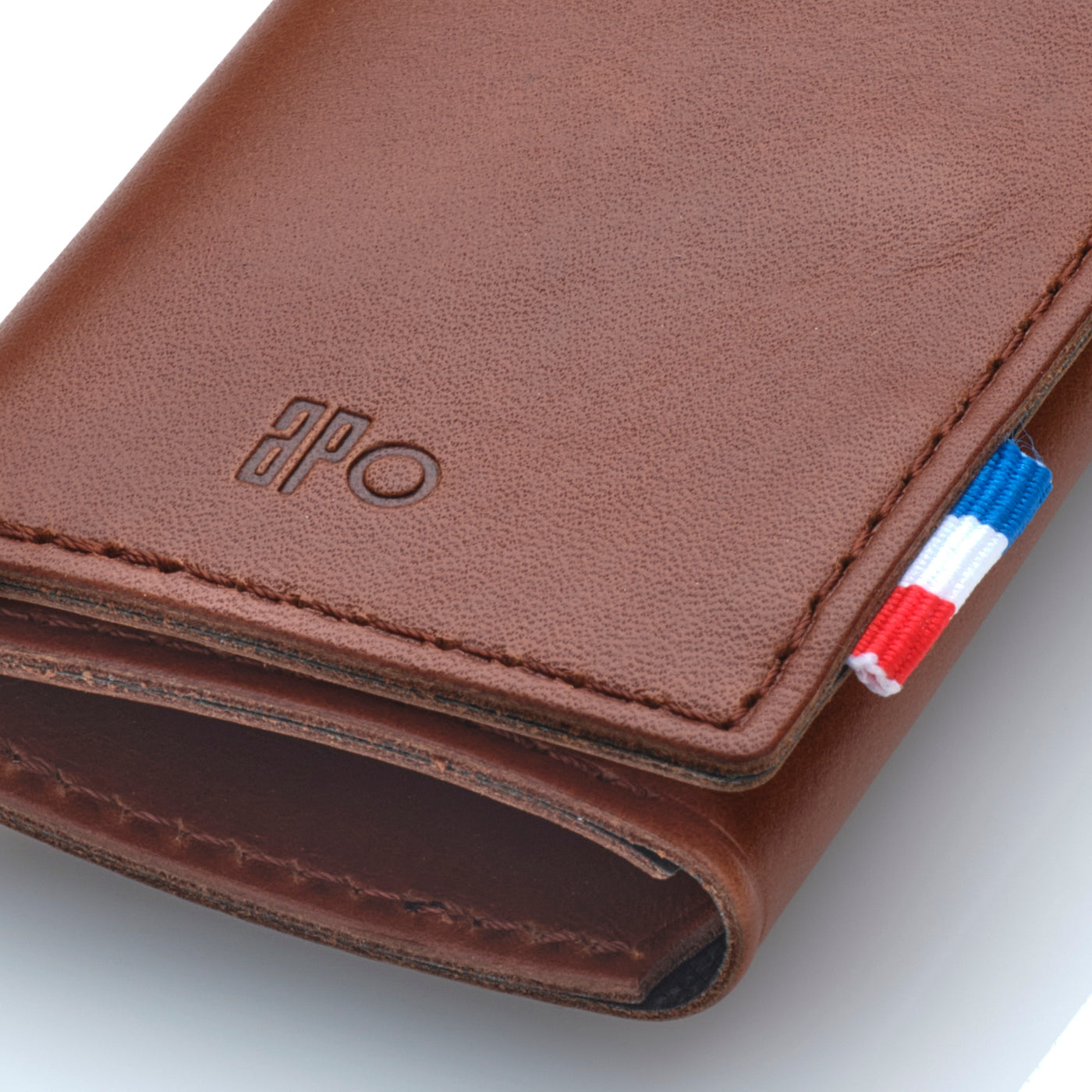 THÉO - Étui à billets en cuir patiné - Chocolat