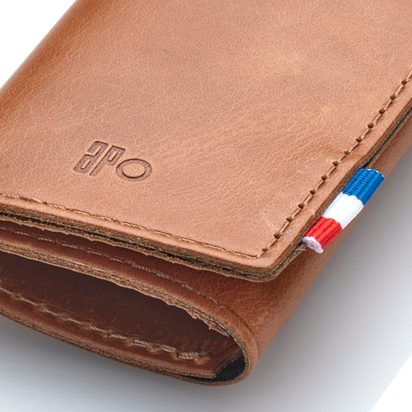 THÉO - Étui à billets en cuir patiné - Cognac