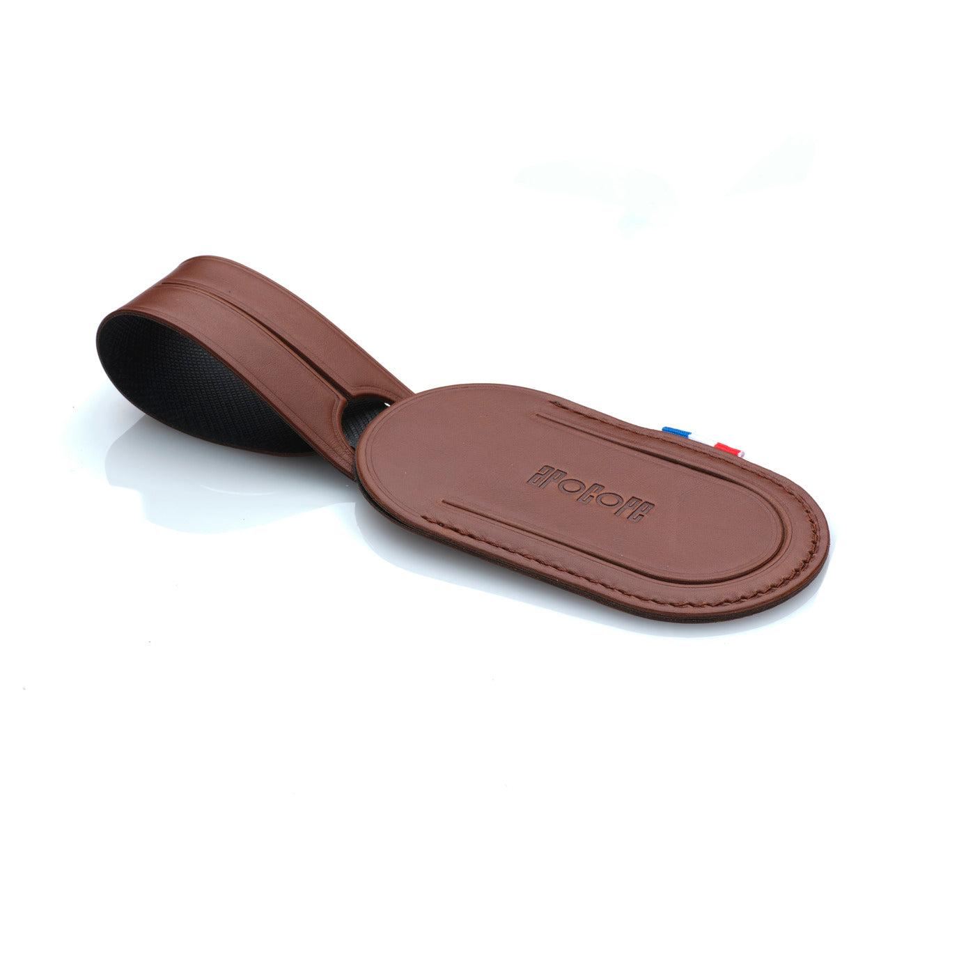AUREL - Étiquette bagage en cuir patiné - Chocolat