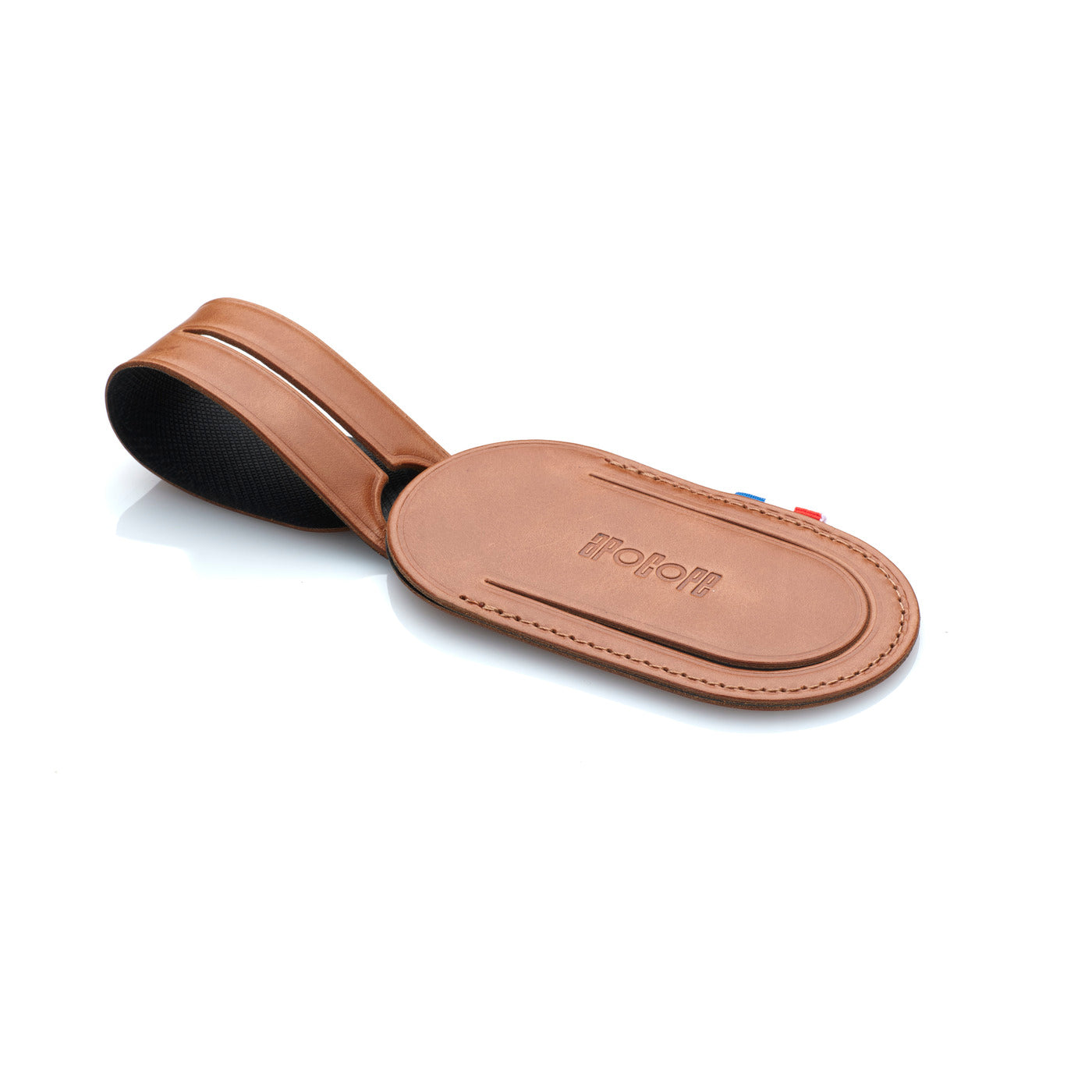 AUREL - Étiquette bagage en cuir patiné - Cognac