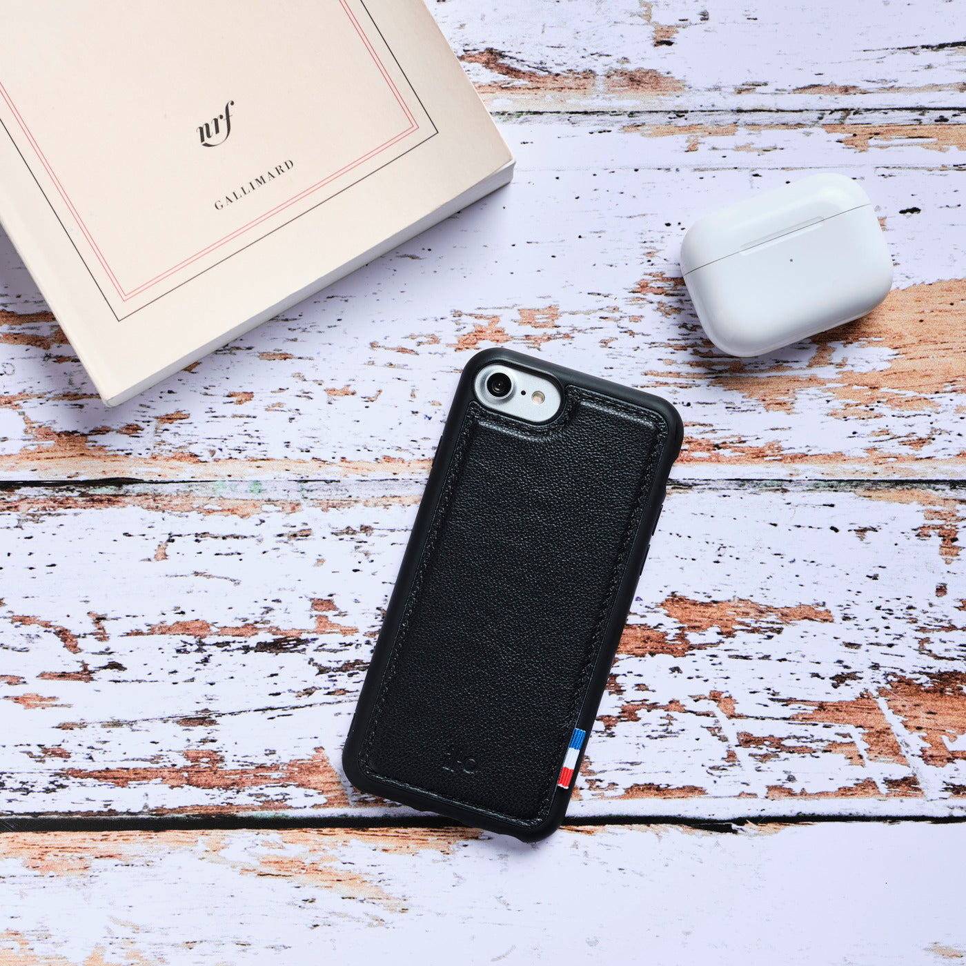 SAM - Coque iPhone SE / 8 / 7 / 6S / 6 en cuir grainé - noir