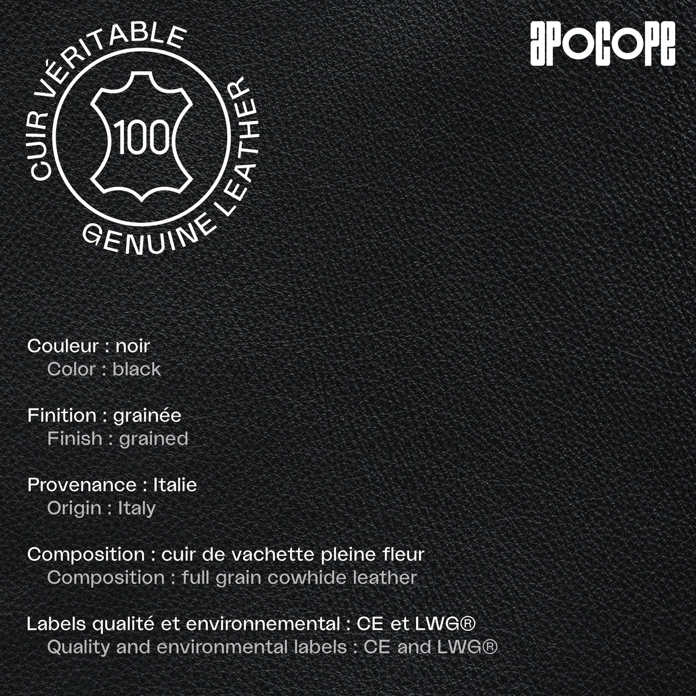 MICH - Housse iPad Air 10,9 / Pro 11" en cuir grainé - noir