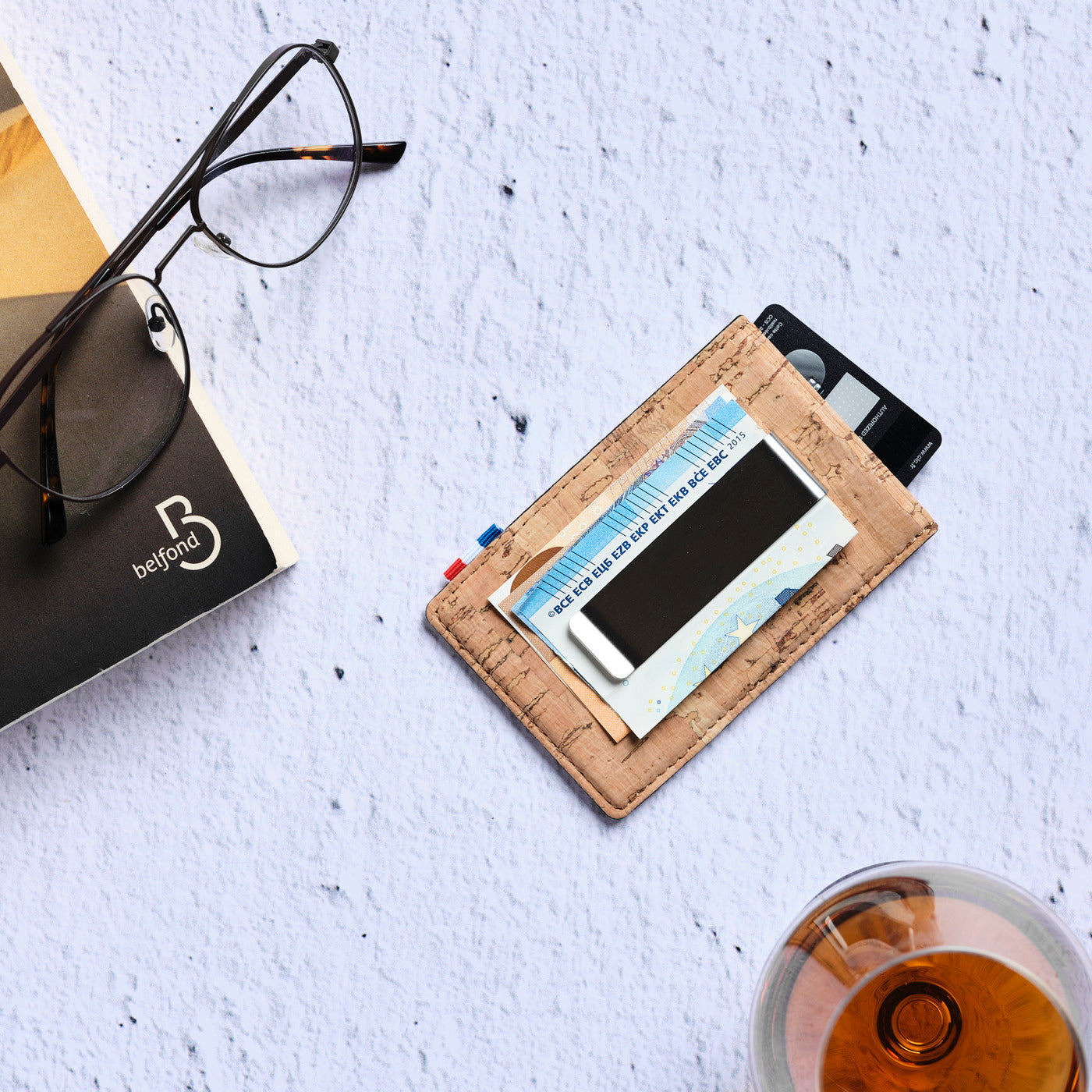 GREG - Pince à billet et porte-cartes en liège - Naturel