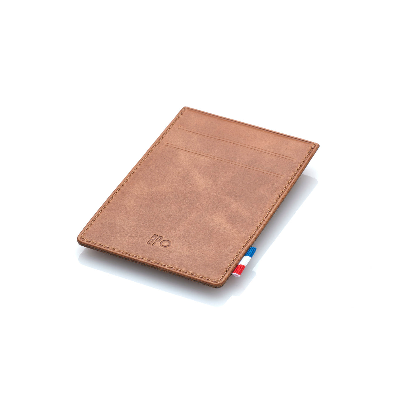 GREG - Pince à billets et porte-cartes en cuir patiné - Cognac