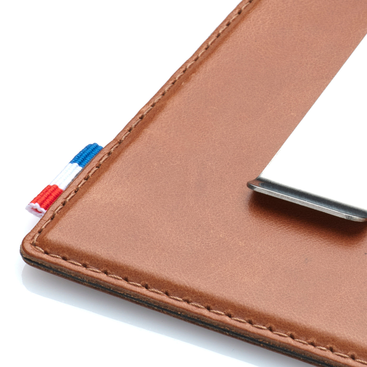 GREG - Pince à billets et porte-cartes en cuir patiné - Cognac