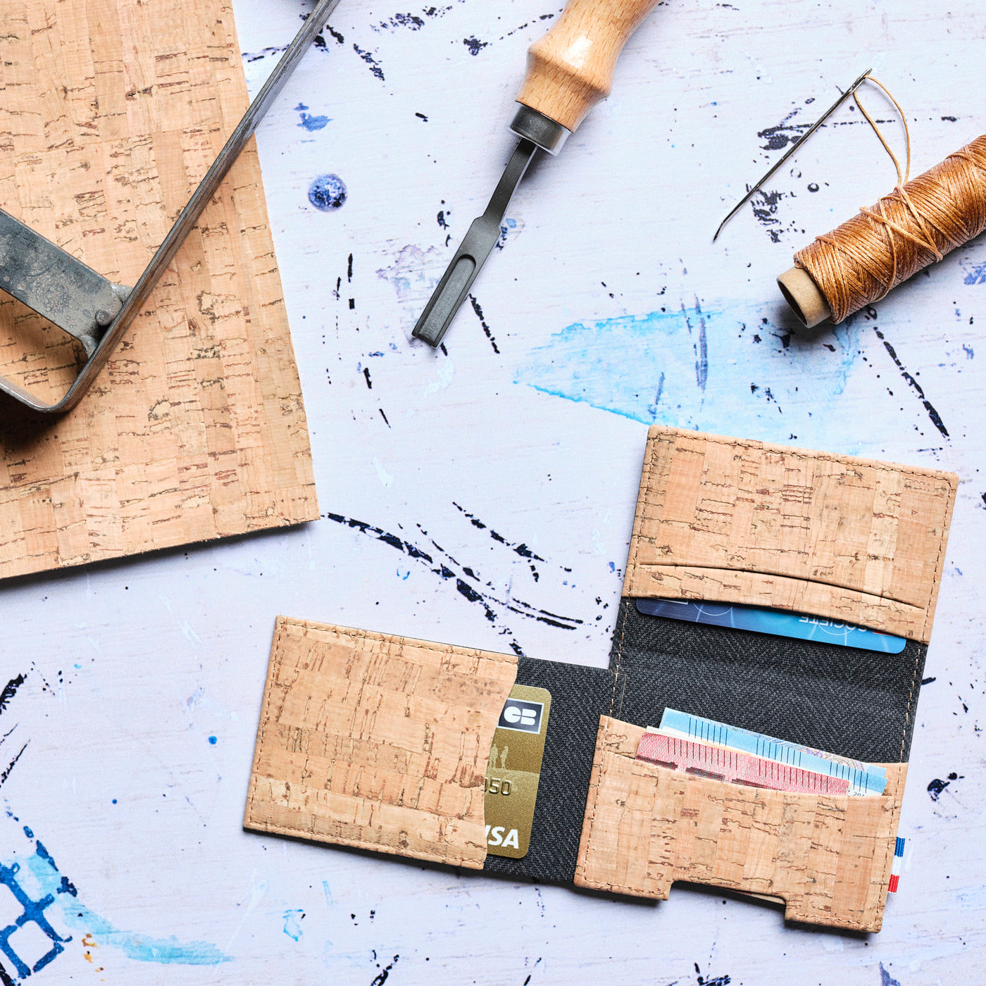 SEB - Porte-cartes folio 1 volet en liège - Naturel