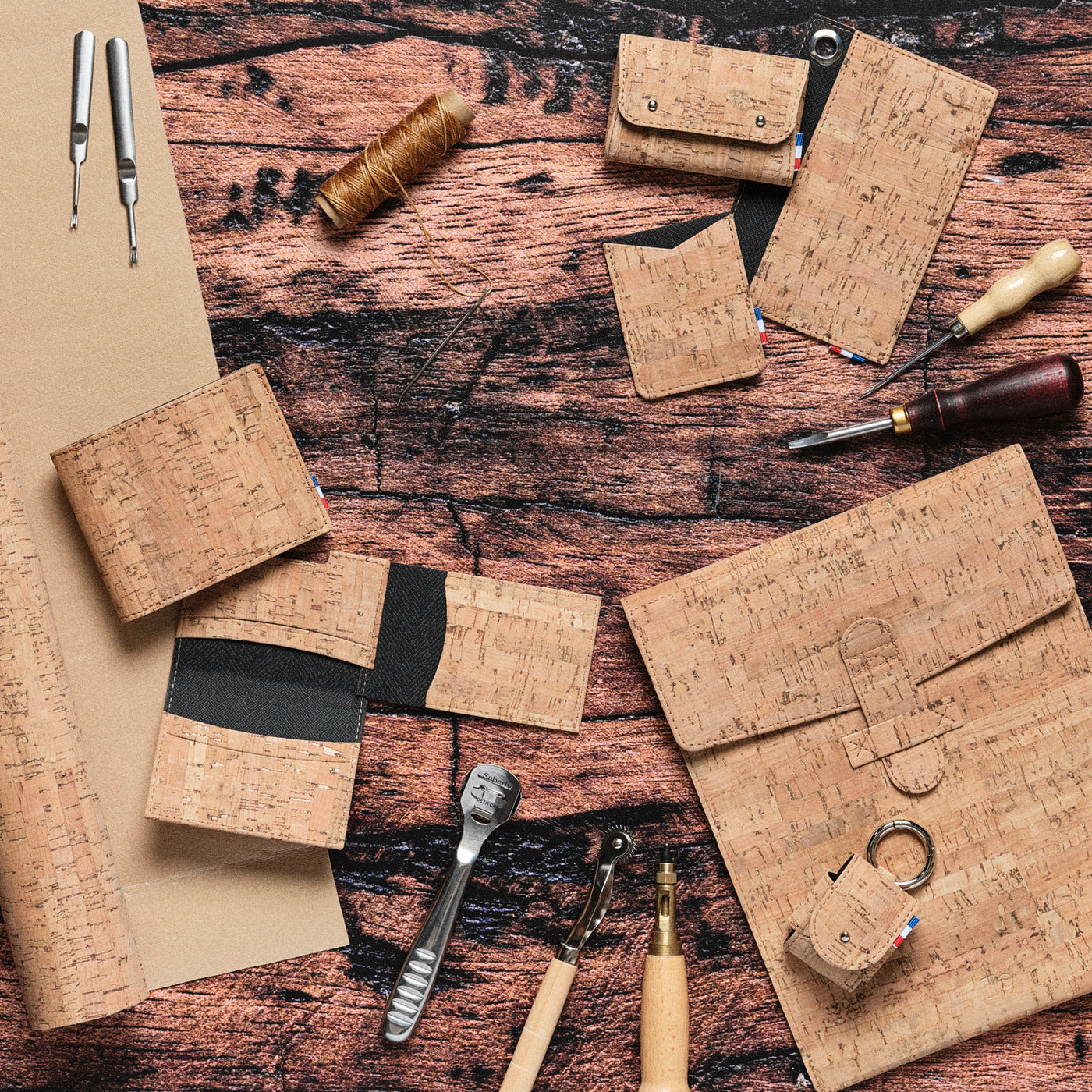 SEB - Porte-cartes folio 1 volet en liège - Naturel