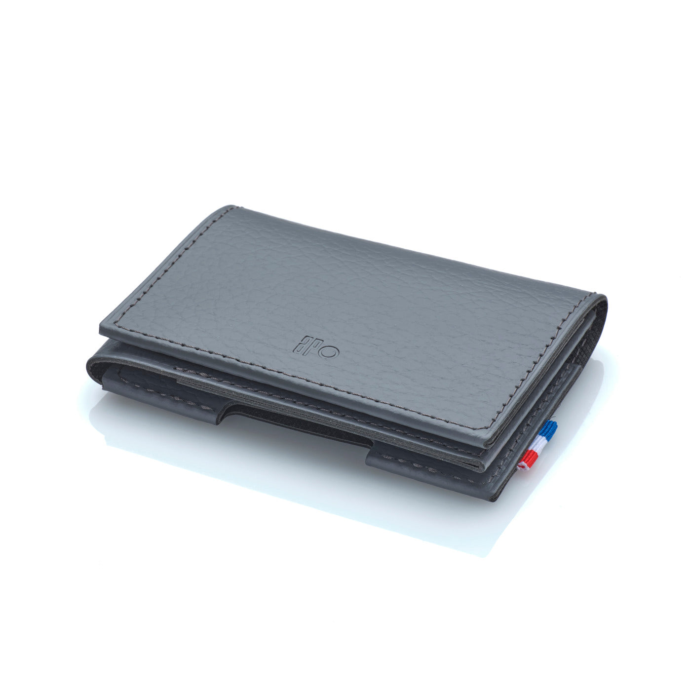 SEB - Porte-cartes folio 1 volet en cuir recyclé - Gris