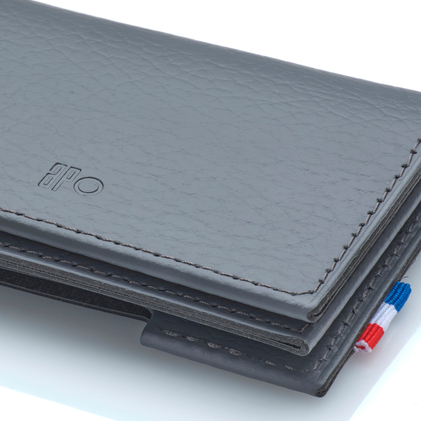 SEB - Porte-cartes folio 1 volet en cuir recyclé - Gris