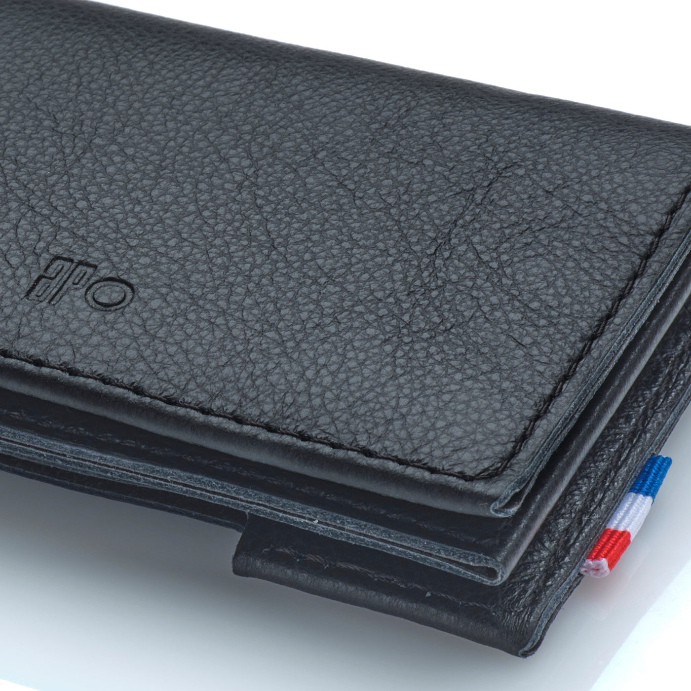 SEB - Porte-cartes folio 1 volet en cuir grainé - noir