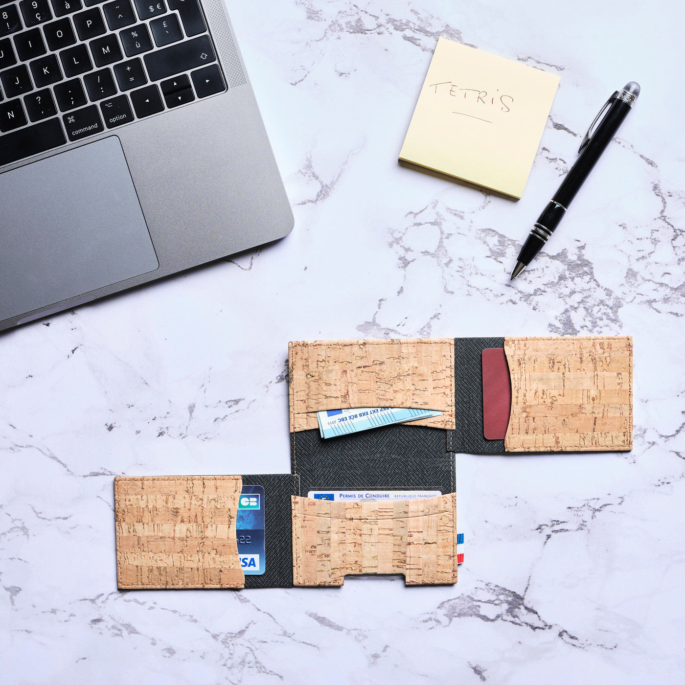 FRED - Porte-cartes folio 2 volets en liège - Naturel