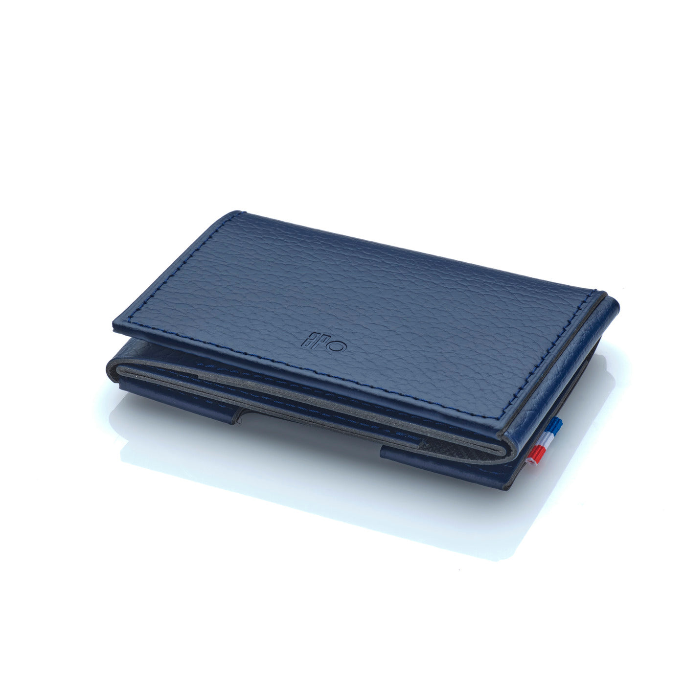 FRED - Porte-cartes folio 2 volets en cuir recyclé - Bleu