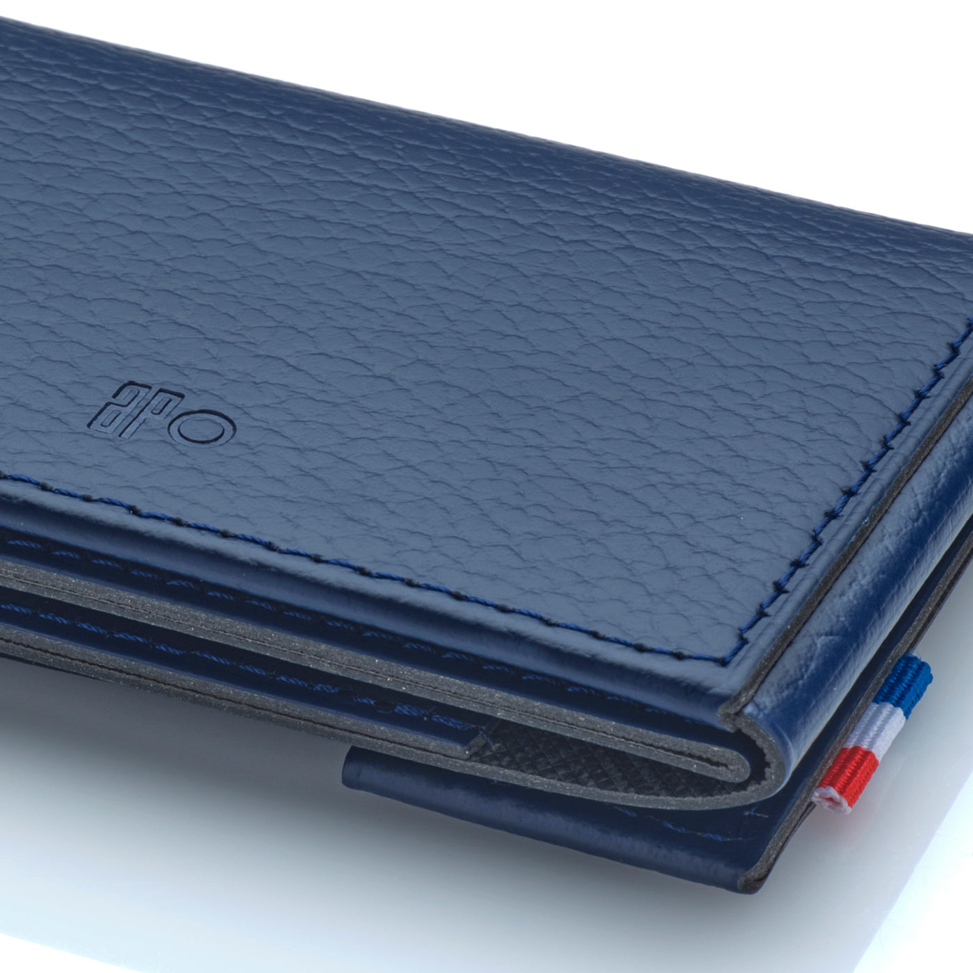 FRED - Porte-cartes folio 2 volets en cuir recyclé - Bleu