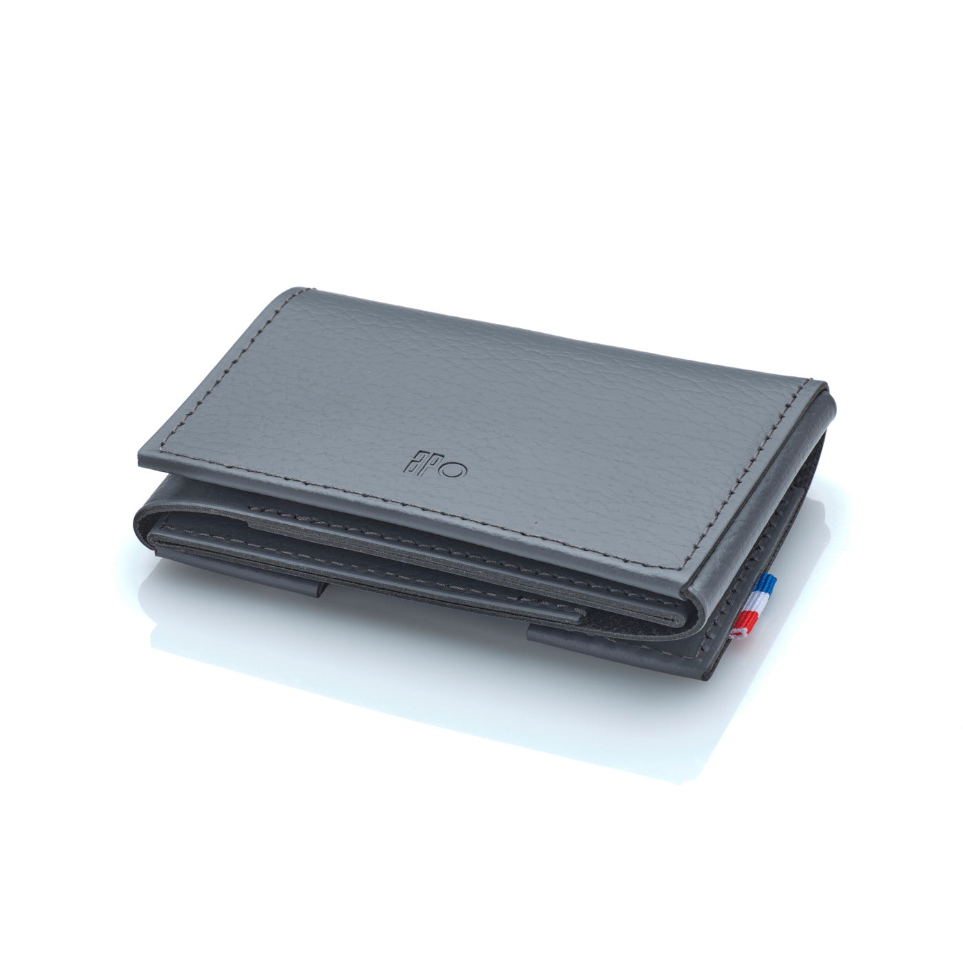 FRED - Porte-cartes folio 2 volets en cuir recyclé - Gris