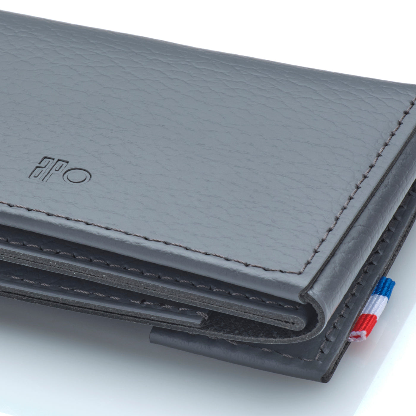 FRED - Porte-cartes folio 2 volets en cuir recyclé - Gris