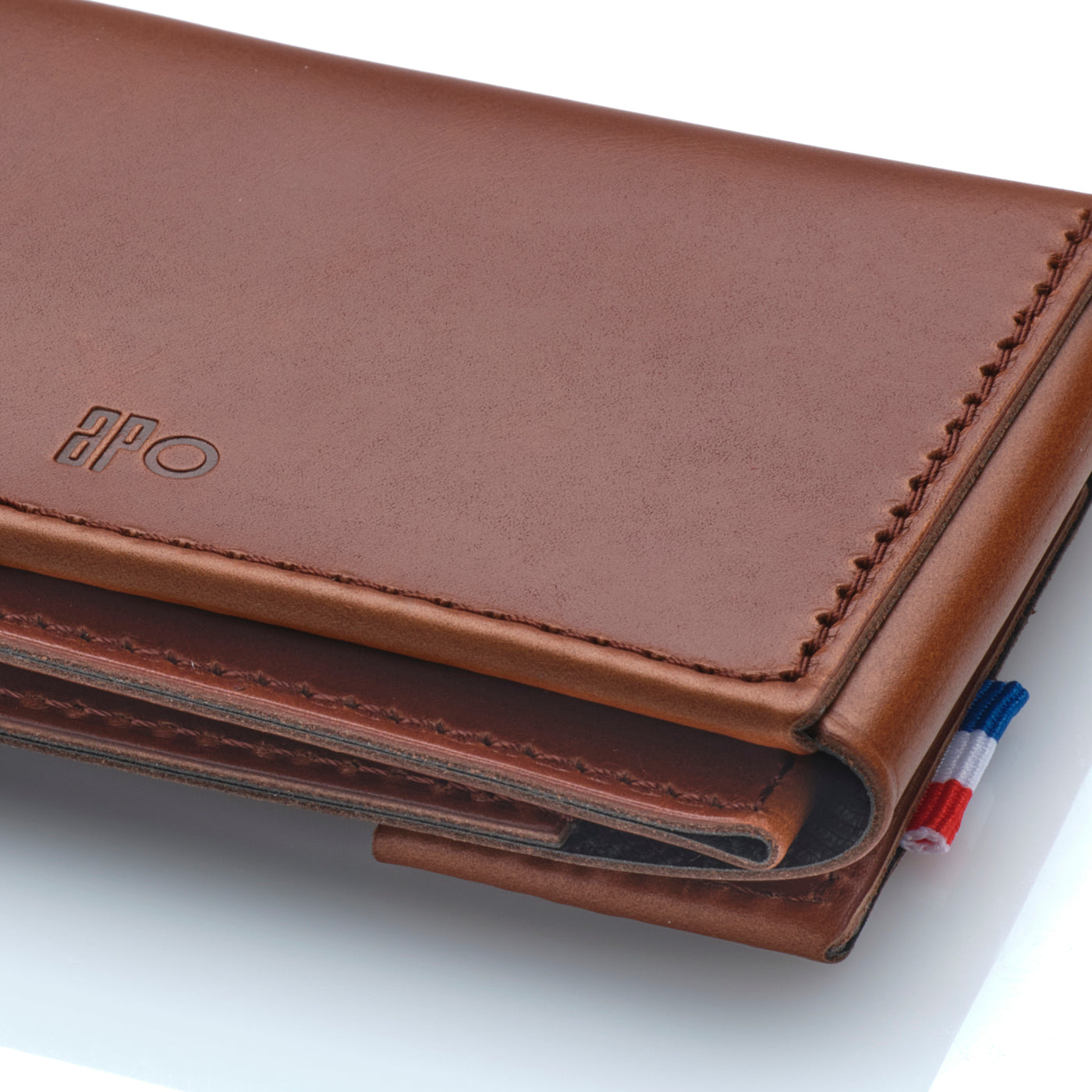 FRED - Porte-cartes folio 2 volets en cuir patiné - Chocolat