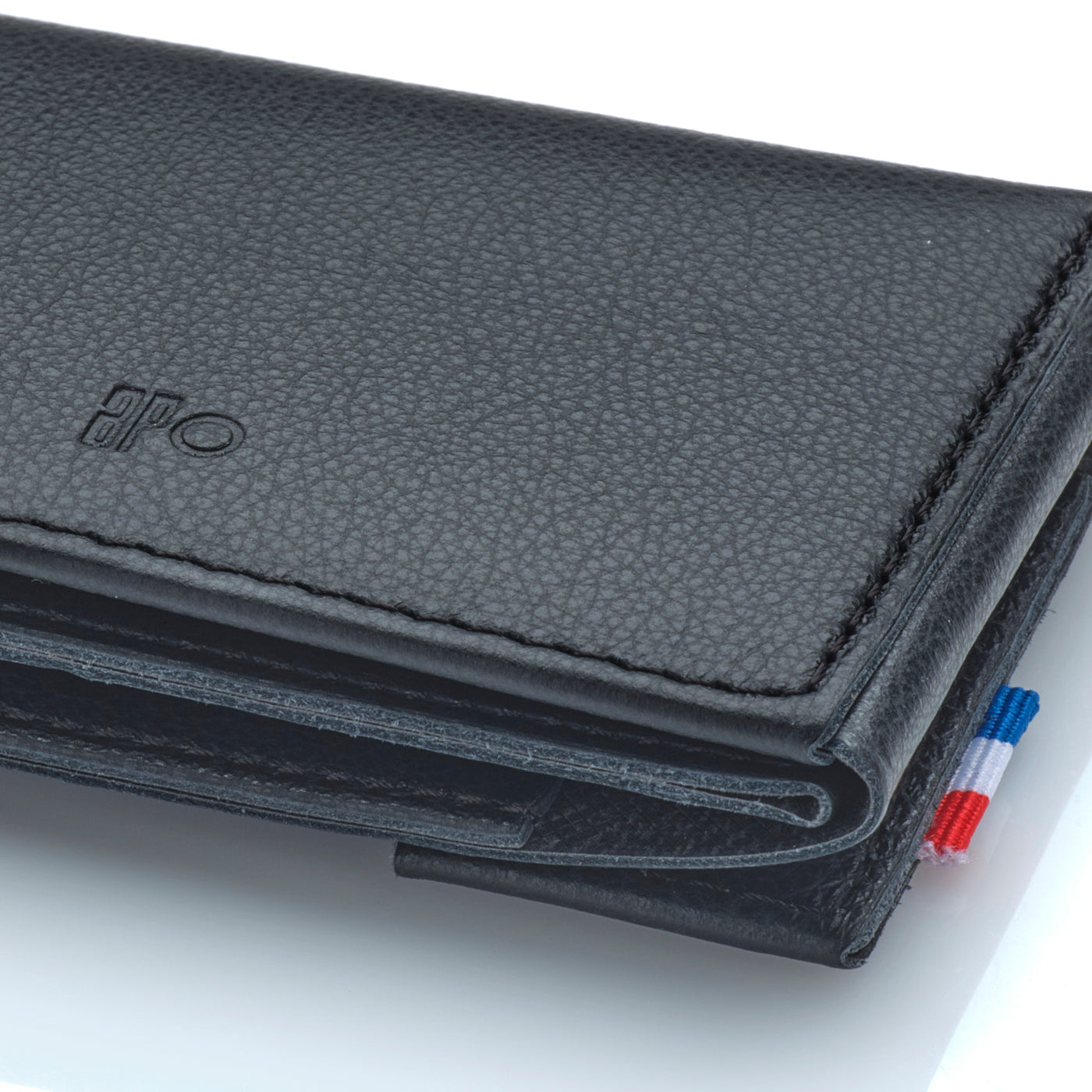 FRED - Porte-cartes folio 2 volets en cuir grainé - noir