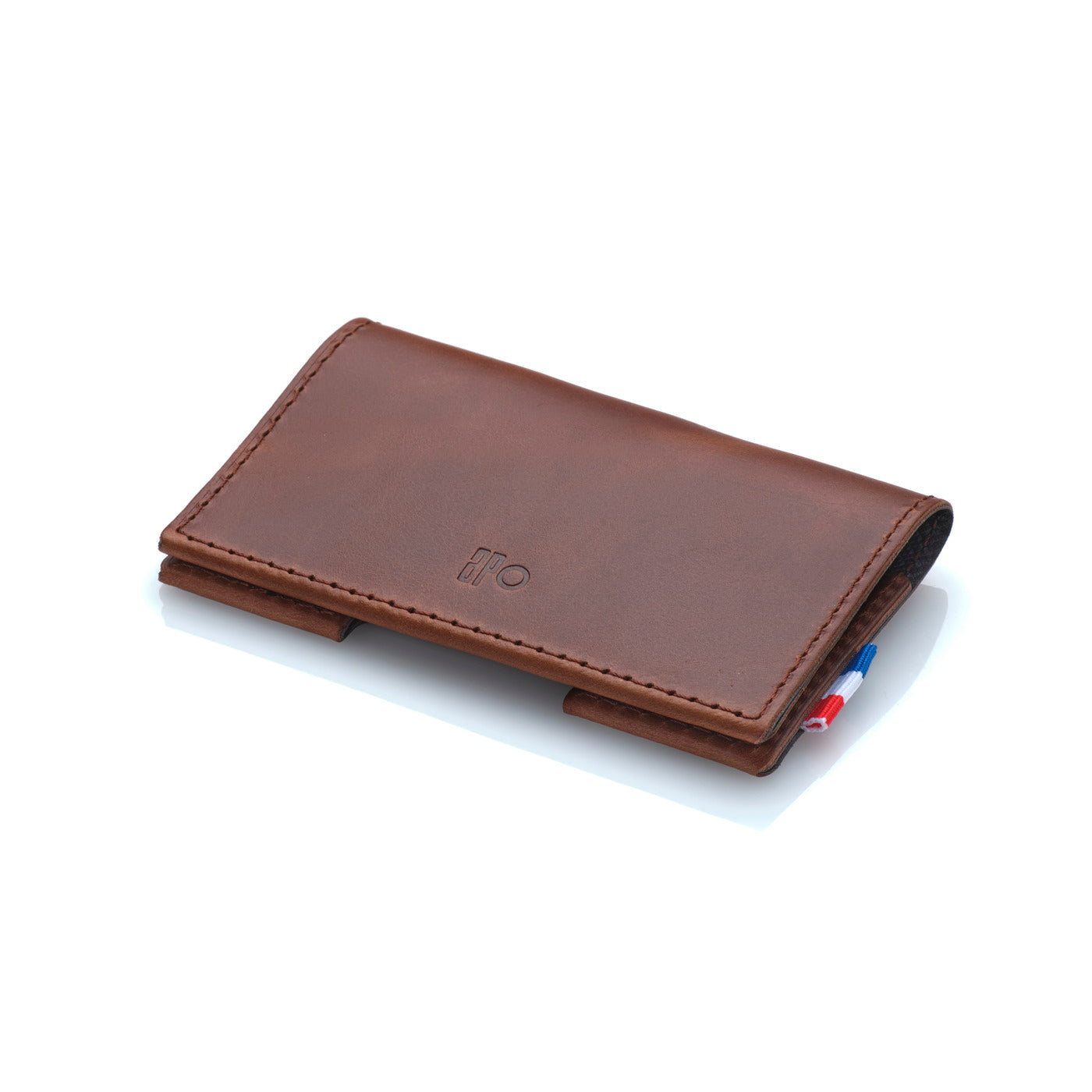 PAT - Porte-cartes folio en cuir patiné - Chocolat