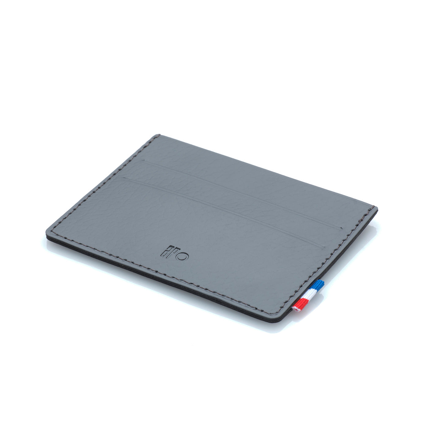 GUS - Porte-cartes horizontal en cuir recyclé - Gris