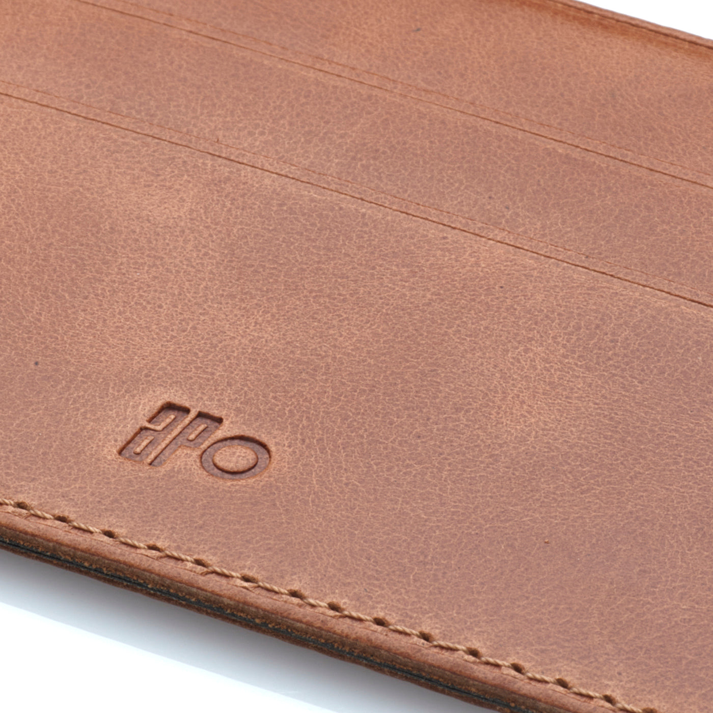 GUS - Porte-cartes horizontal en cuir patiné - Cognac