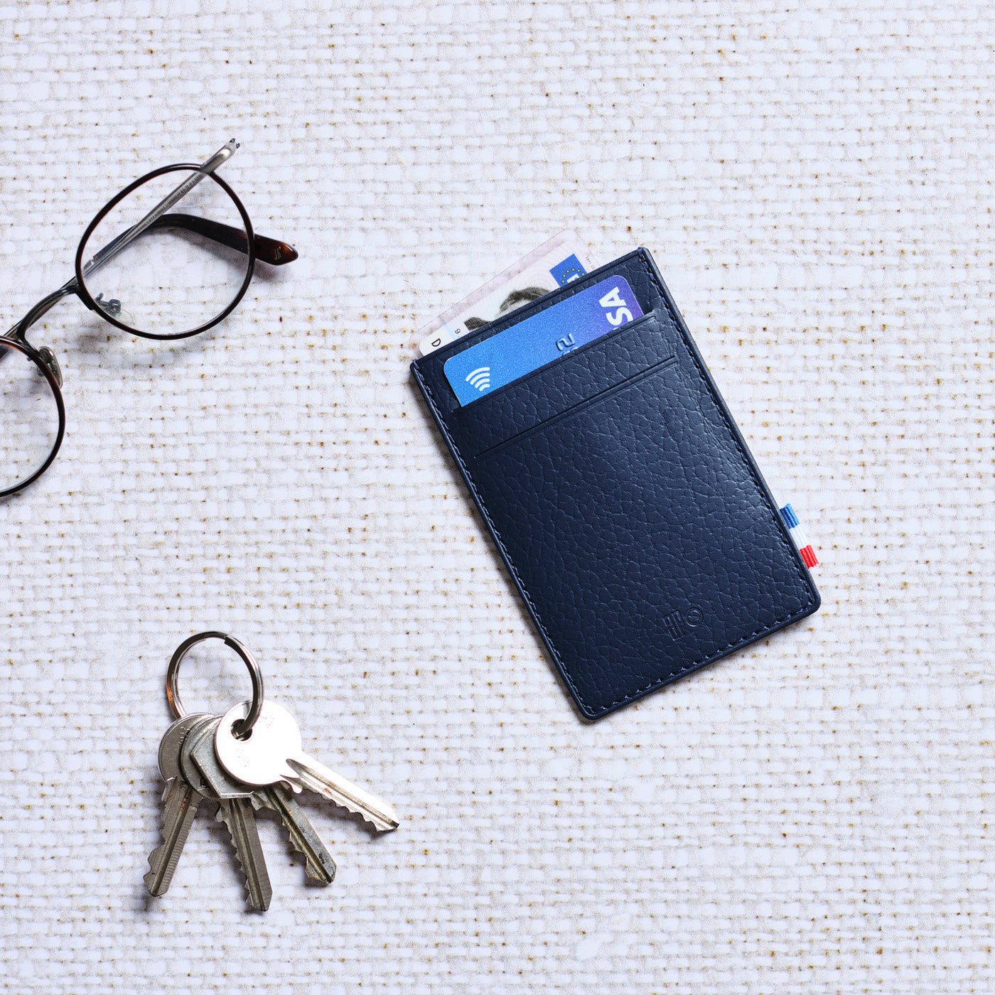 GAB - Porte-cartes vertical en cuir recyclé - Bleu