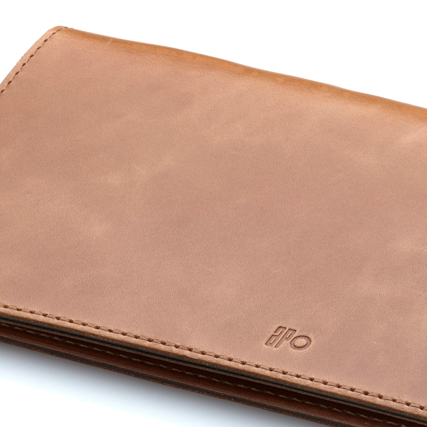 VIC - Portefeuille de voyage et porte-chéquier en cuir patiné - Cognac