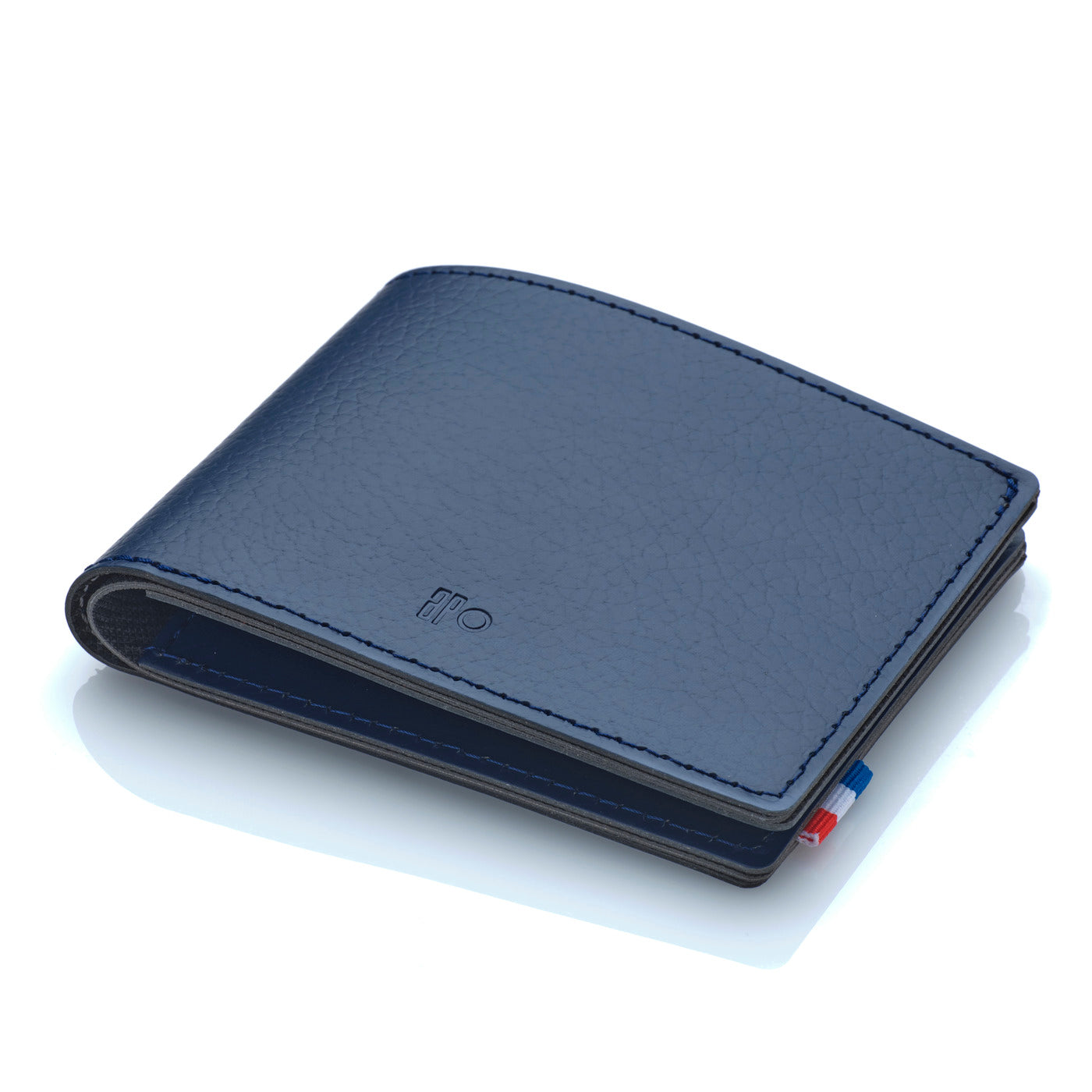 LÉO - Portefeuille horizontal en cuir recyclé - Bleu